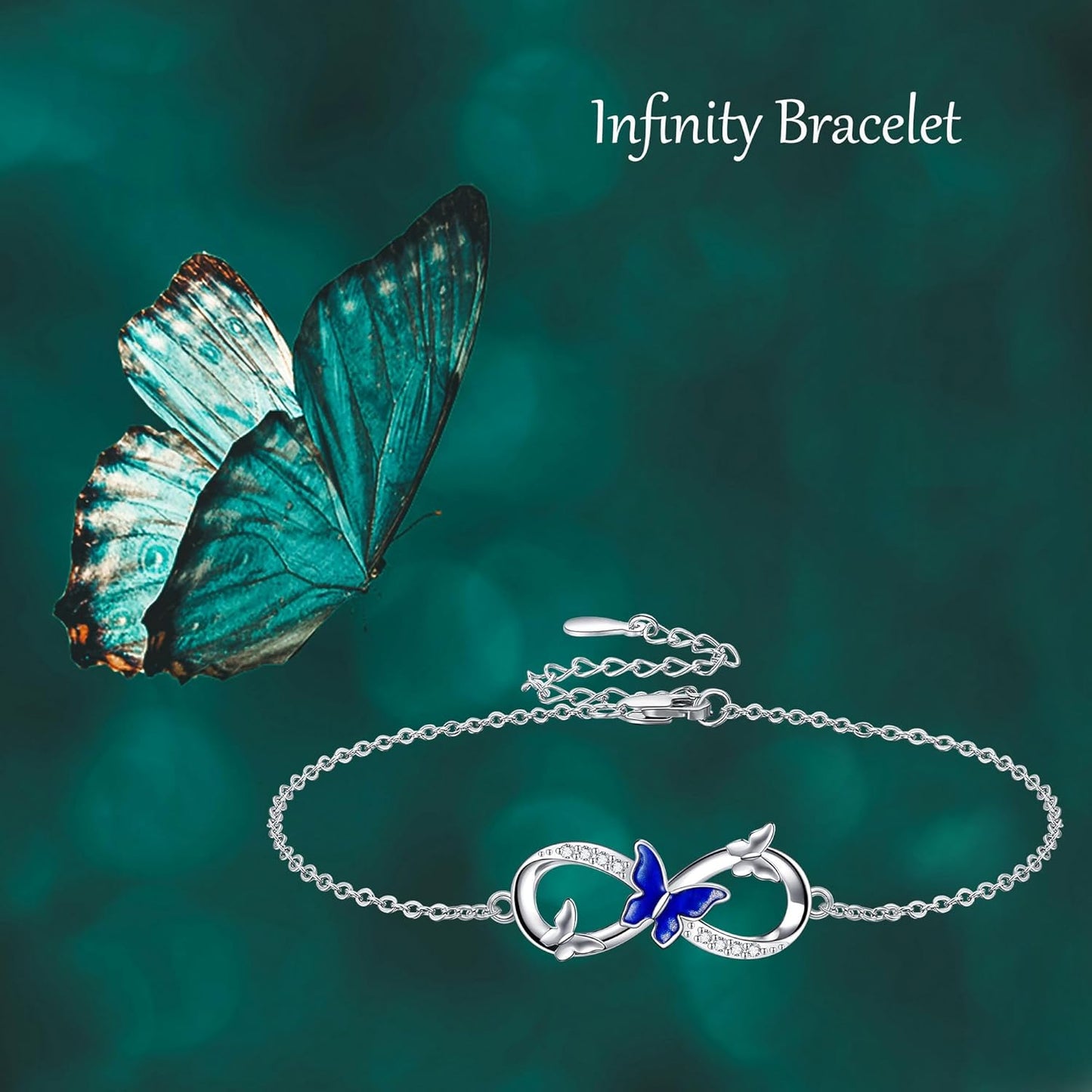 DAYLINLOVE Butterfly Bracelet – 925 Sterling Silver Infinity Jewelry