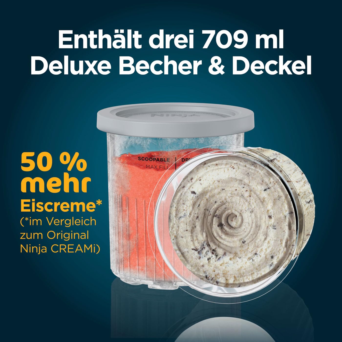 Ninja CREAMi Eismaschine & Dessertmaschine mit 3 Behältern, 7 Programmen, Herstellung von Eis, Gelato, Sorbet, Smoothie-Bowls, Milchshakes und mehr, Schwarz/Silber, 1,4L Eiscreme Kapazität, NC300EU
