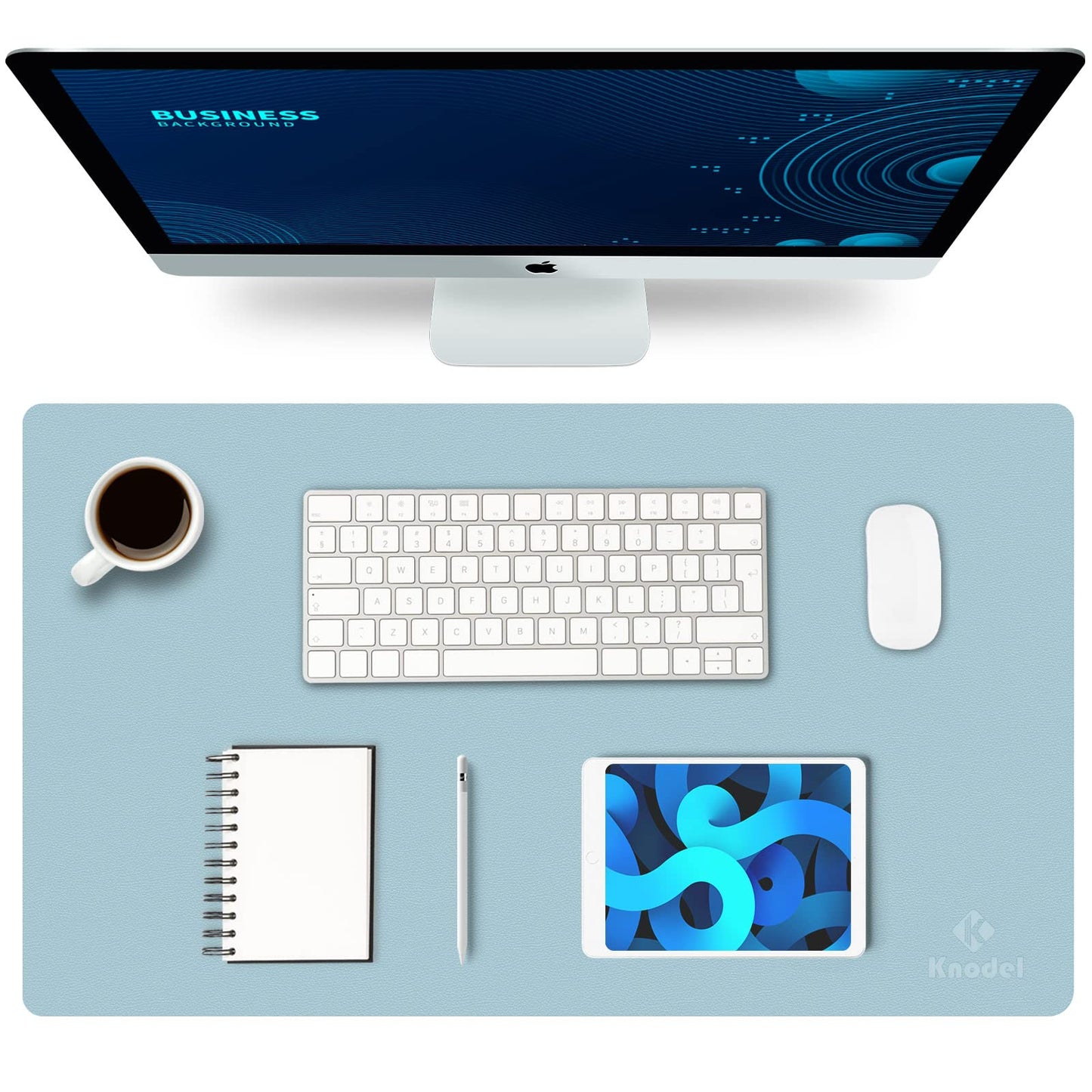 K KNODEL Tischunterlage, Schreibtischunterlage, 80 x 40cm PVC Tischunterlage, Laptop Tischunterlage, wasserdichte Schreibunterlage für Büro- oder Heimbereich, doppelseitig (Schwarz/Schwarz)