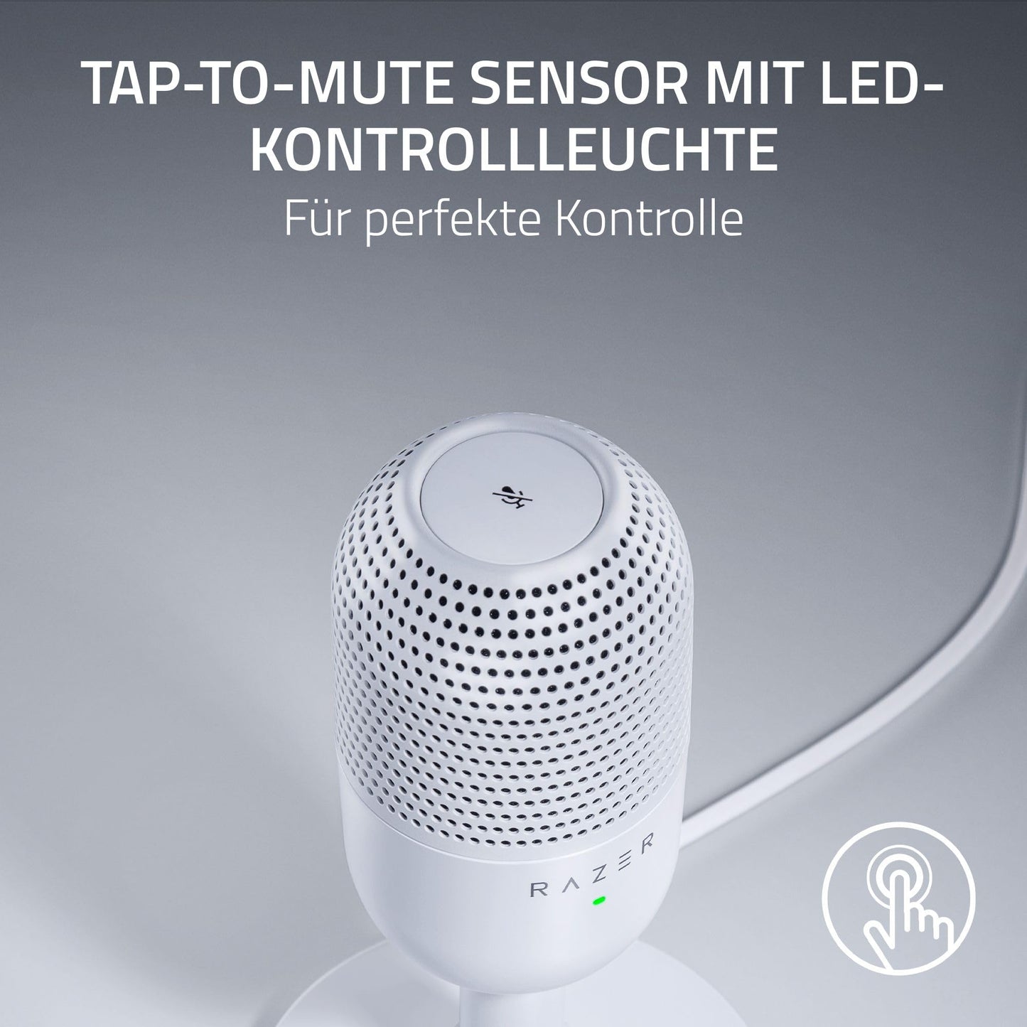 Razer Seiren V3 Mini - Ultrakompaktes USB-Mikrofon (14mm Supernieren Kondensatormikrofon, Tap-to-Mute-Sensor mit LED-Anzeige, integrierter Stoßdämpfer, Plug-and-Play Design) Schwarz