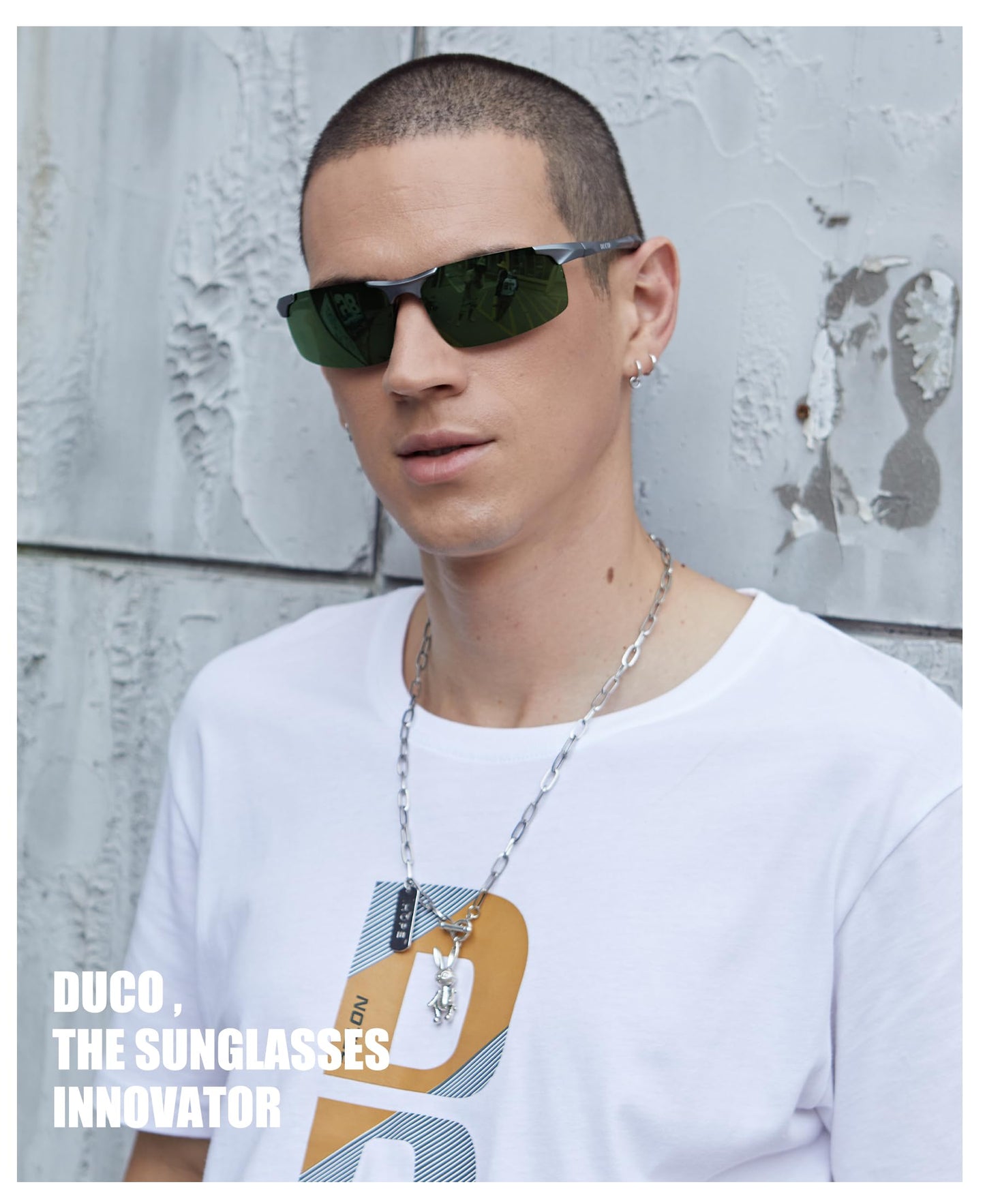 DUCO Herren Sportbrille Polarisierte Sonnenbrille Fahrerbrille Ultraleichte Al-Mg Metallrahmen UV400-Schutz Männer Sonnenbrillen 8177S