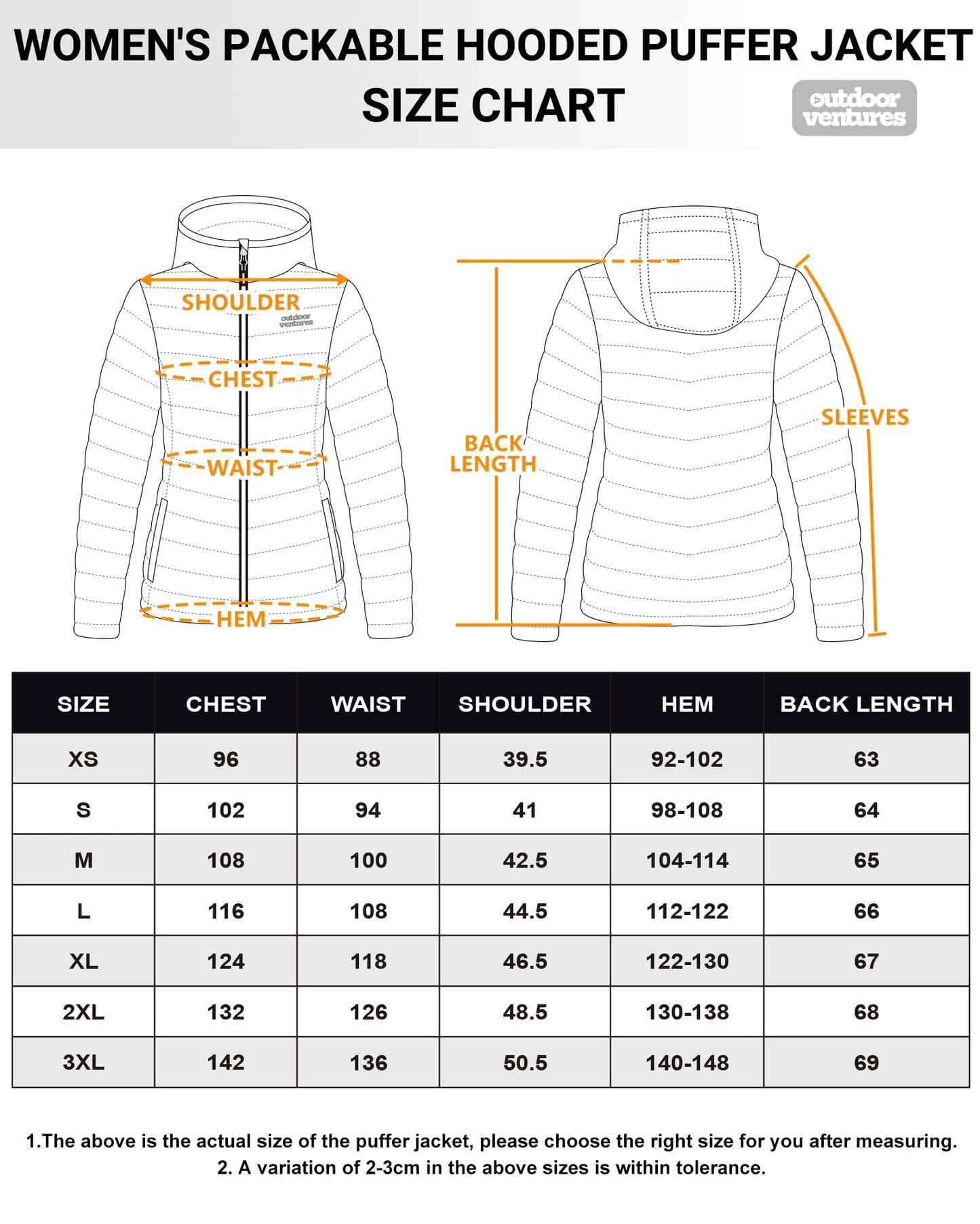 Outdoor Ventures Women’s Lightweight Hooded Puffer Jacket