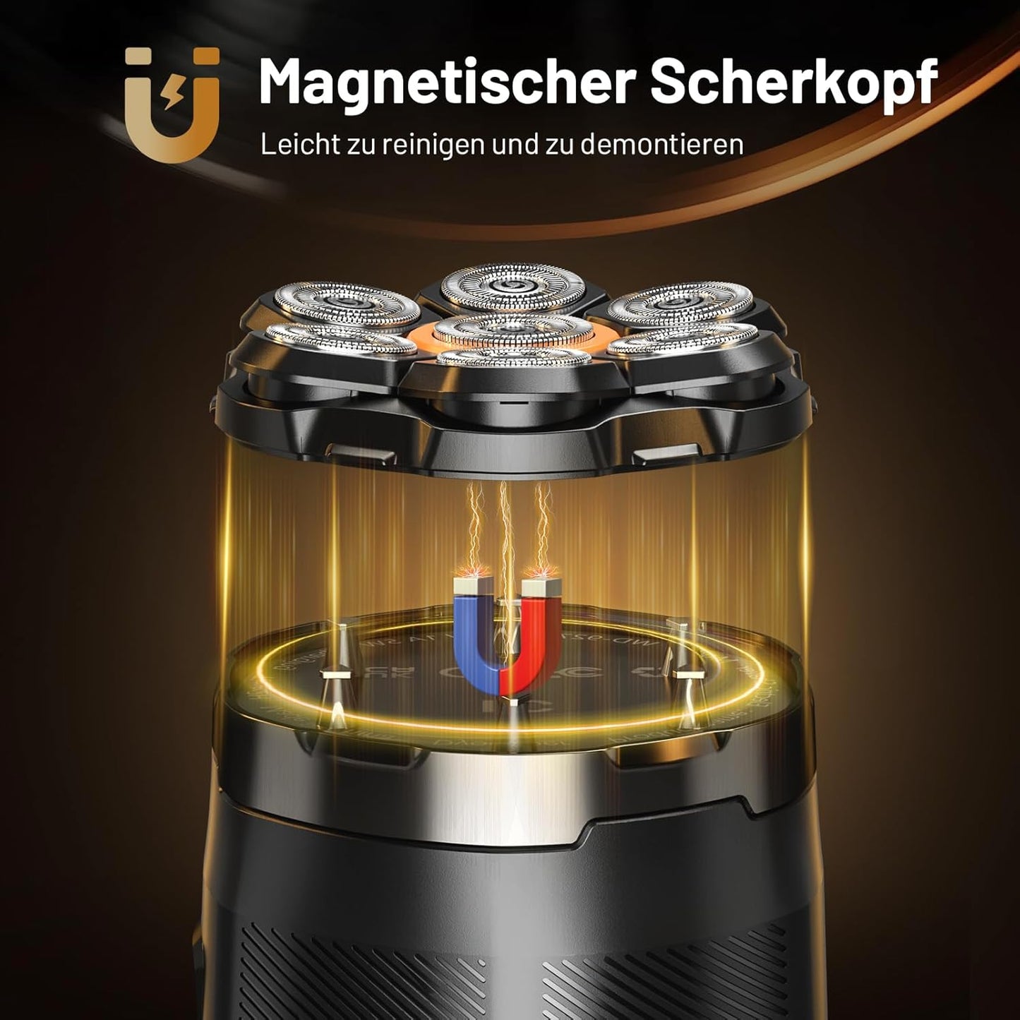 Glatzen Rasierer Herren, Dyoonoer Wasserdicht 7D Flexibler Glatzenrasierer, Magnetische Schwebender Kopf, Nass und Trocken Glatzen Rasierer mit LED Anzeige, Leicht Halten und Reinigen