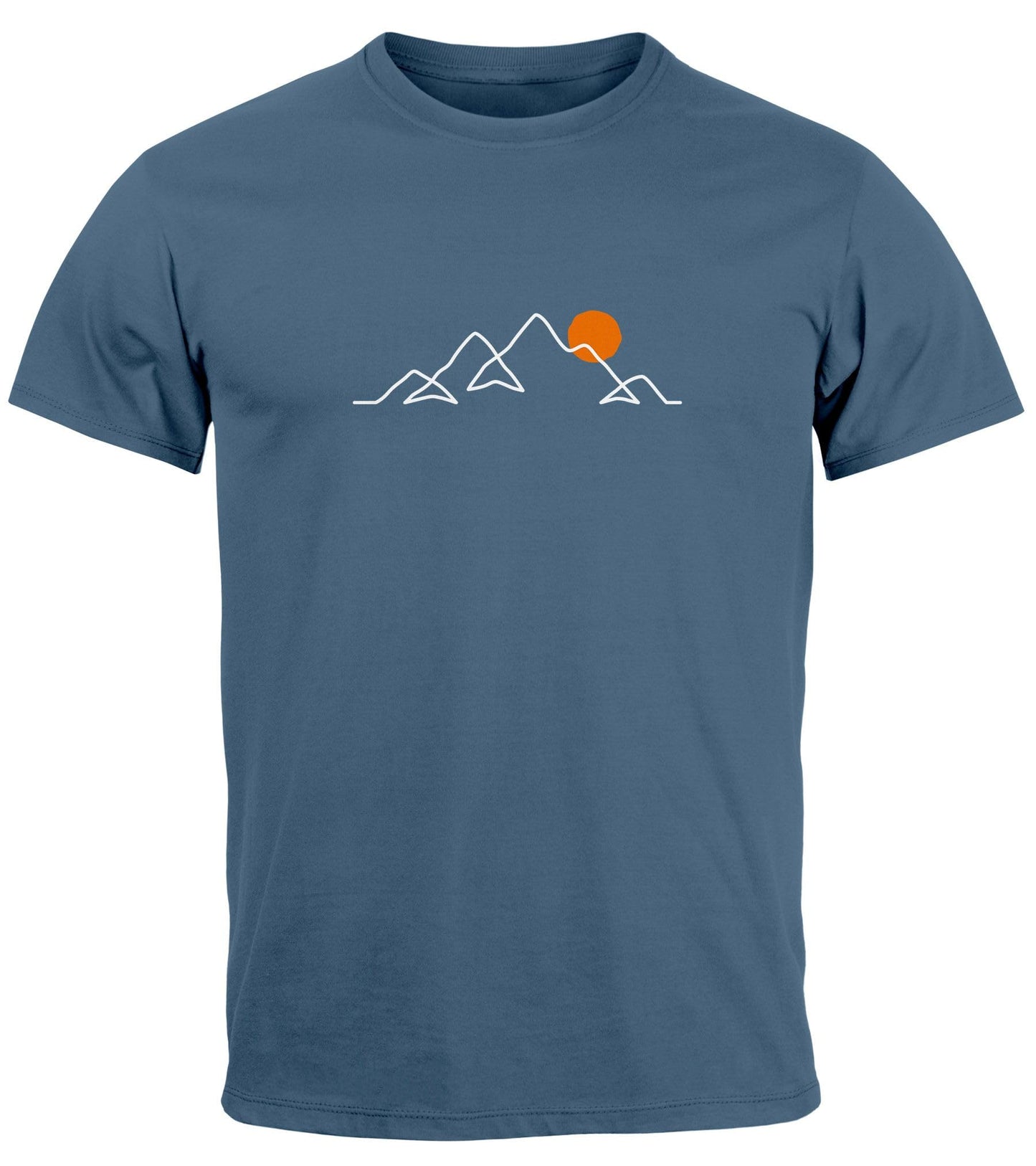 Neverless® Men’s Line-Art Mountain Print T-Shirt