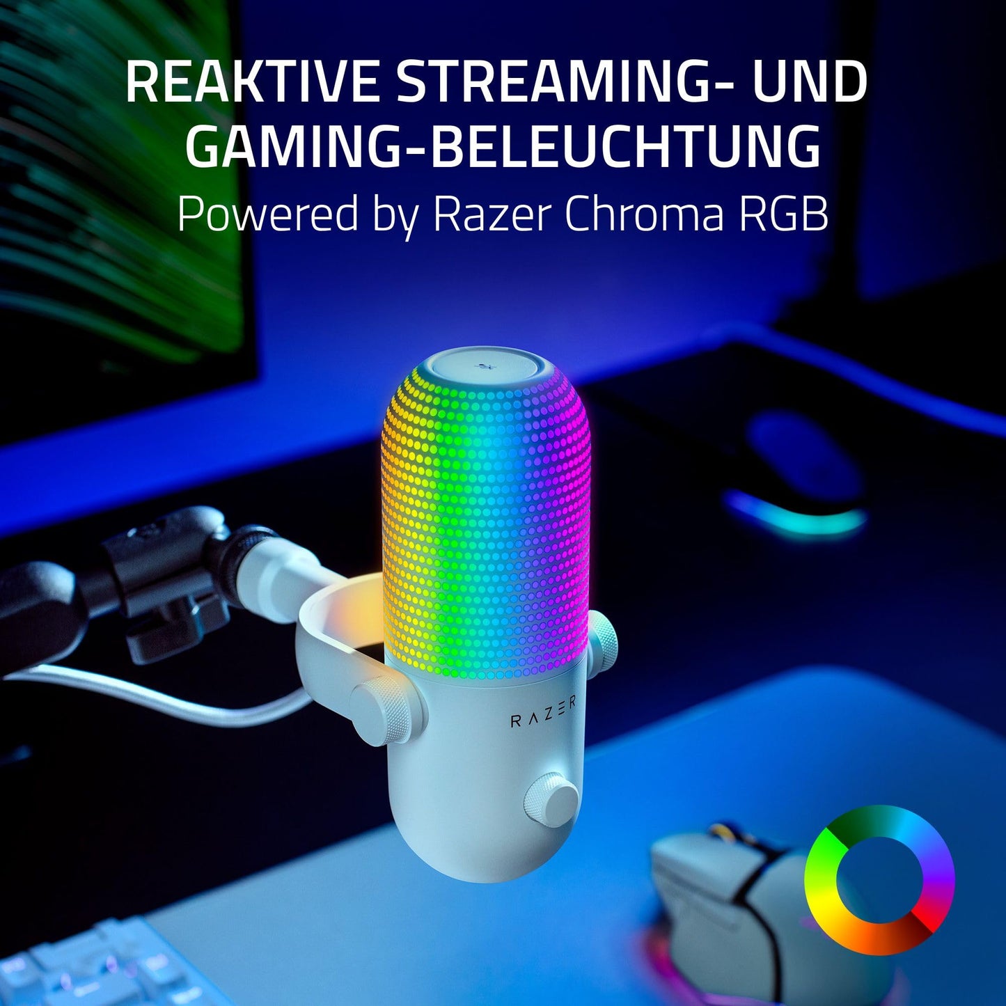 Razer Seiren V3 Mini - Ultrakompaktes USB-Mikrofon (14mm Supernieren Kondensatormikrofon, Tap-to-Mute-Sensor mit LED-Anzeige, integrierter Stoßdämpfer, Plug-and-Play Design) Schwarz