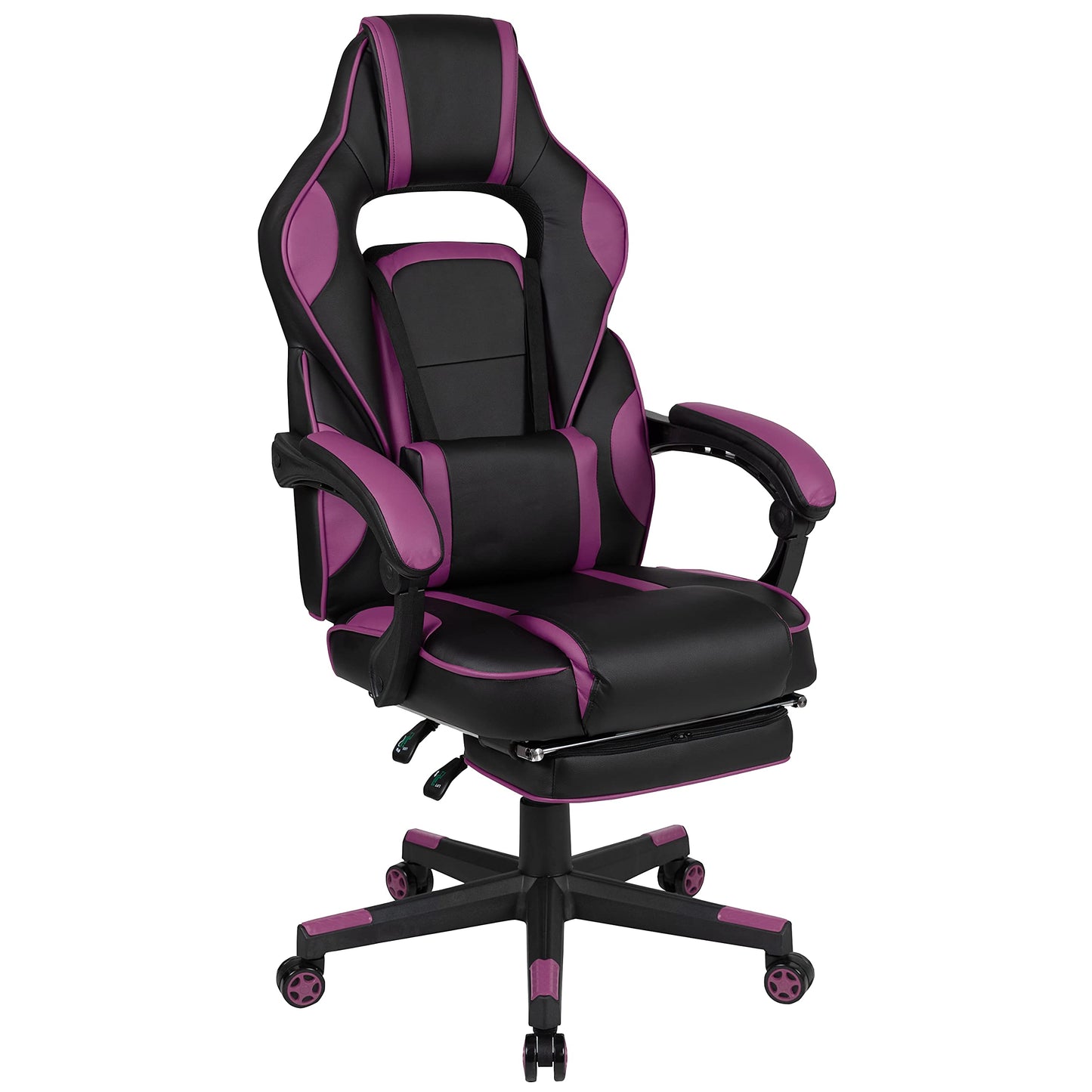 Flash Furniture X30 Gaming-Stuhl, ergonomischer Bürostuhl für PC- und Gaming-Setups, verstellbarer Rennsport-Stuhl mit vollständig verstellbarer Rückenunterstützung, schwarz mit weißer Verzierung