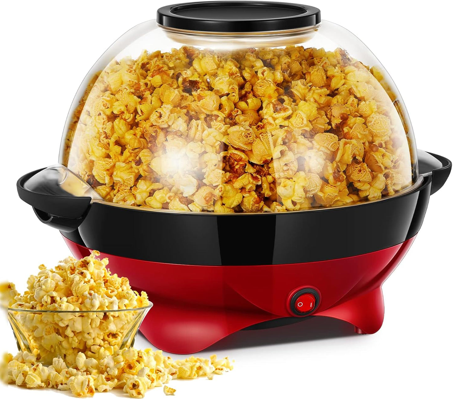 Popcornmaschine - 5.5L Großer Inhalt - HOUSNAT 800W Zuhause Popcorn Maker Machine mit Antihaftbeschichtung und Abnehmbares Heizfläche - Stille und Schnelle - Maschine