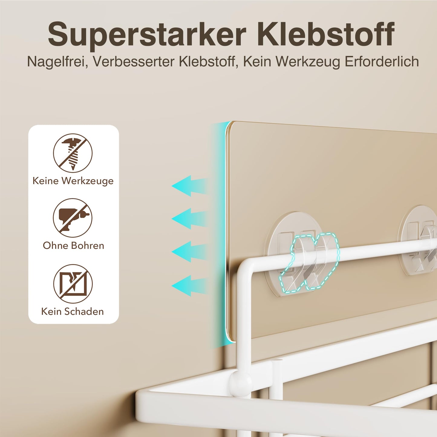 saffruff Duschablage Ohne Bohren 2 Stück Duschregal Duschkorb Badezimmer Organizer, Regal Badregal Shampoo Halterung für Dusche Küche Bathroom, mit 2 Klebeflächen,Edelstahl Schwarz