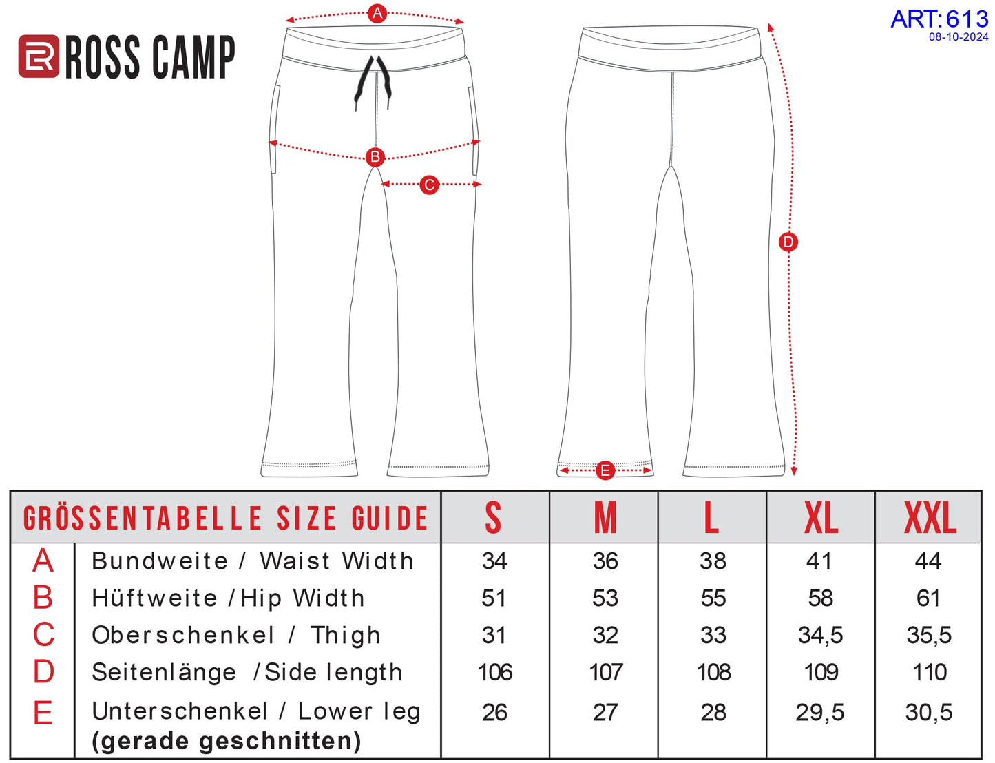 ROSS CAMP Women’s Jogging Pants – Wide Leg High Waist Cotton Sweatpants