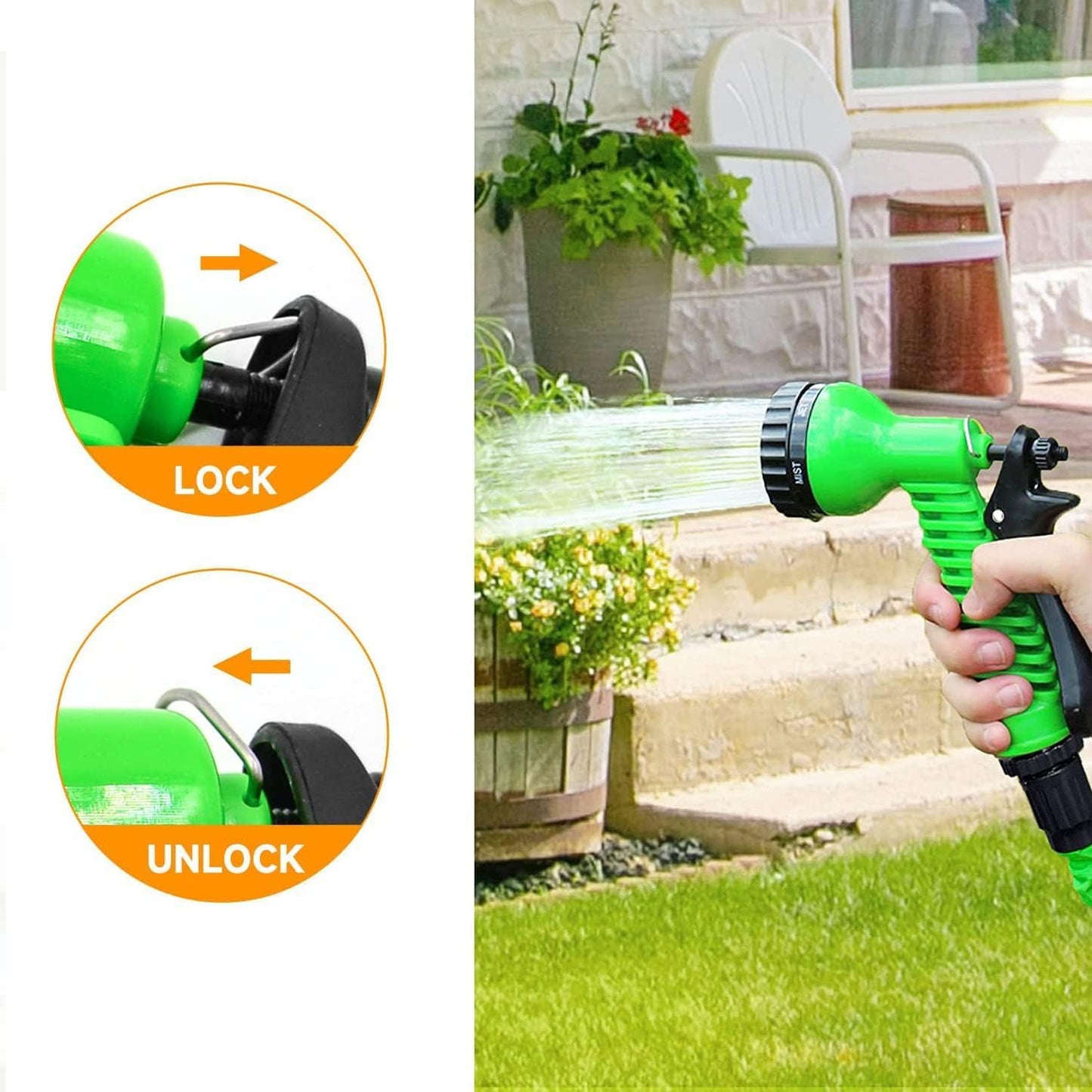 niboameu Gartenschlauch Flexibel, Wasserschlauch Dehnbar Flexibler Gartenschlauch 30 m mit 7 Funktionen Garten Handbraus, Schlauch Flexibel Bewässerung für Garten Haustier Autowäsche (100 Fuß, grün)