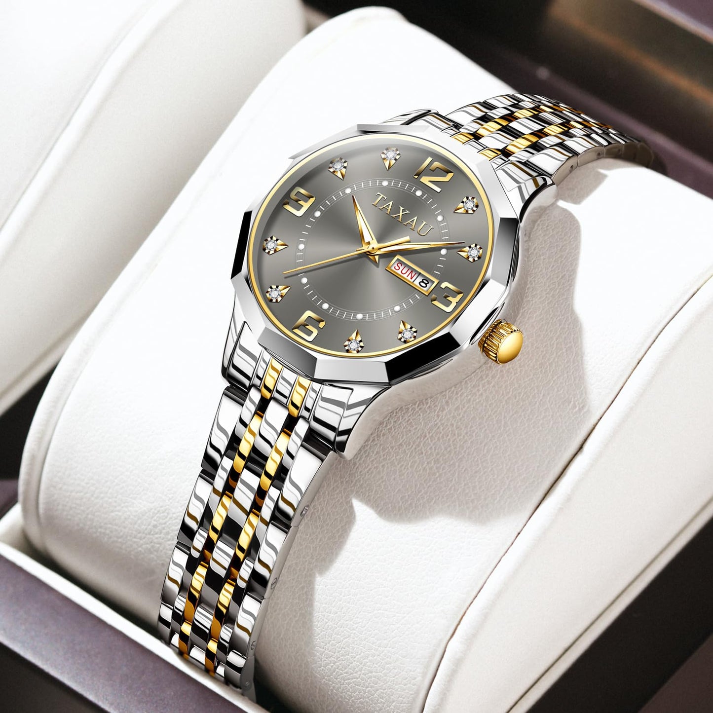 Taxau Uhr Frauen Luxus Edelstahl Uhren Frauen Kleid für Frauen wasserdichte Analog Quarz Damenuhren Klassische Reloj para Mujer