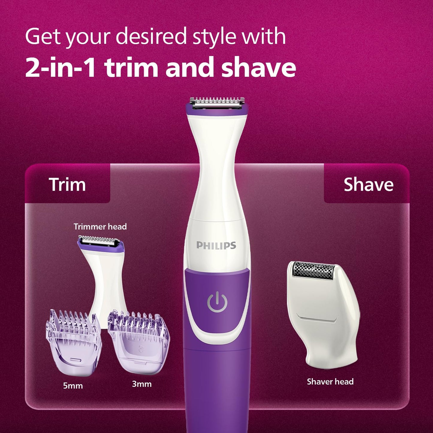 PHILIPS BRT383 / 15 3 in 1 Bikini Trimmer - 100% wasserdicht - Lila