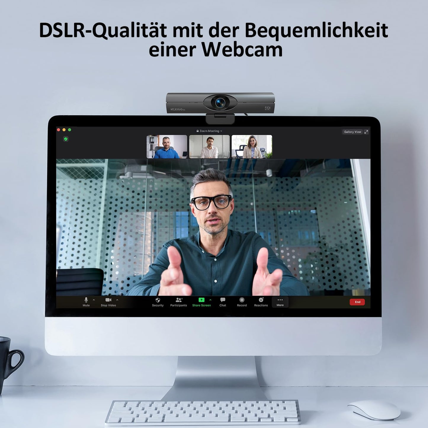 NexiGo N60 1080P Webcam, HD-Webcam mit Mikrofon, Softwaresteuerung und Datenschutzabdeckung, USB-Computerkamera, Sichtfeld mit 110°, Plug-and-Play, für Zoom/Skype/Teams, Konferenzen und Videoanrufe