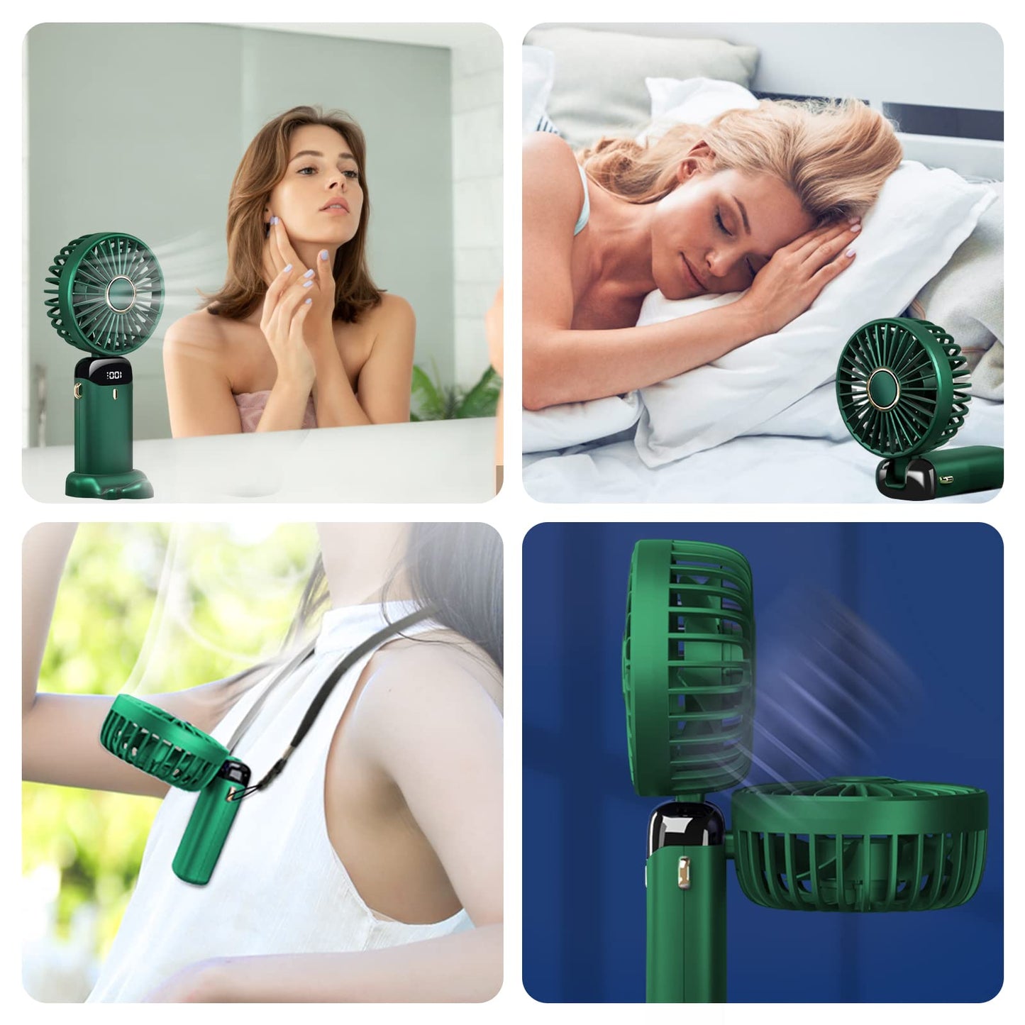 Jsdoin Handventilator, Tragbarer Mini Ventilator, Wiederaufladbar, Kleiner Taschenventilator Mit 5 Geschwindigkeitsstufen, Faltbarer USB-Ventilator für Büro, Outdoor (Dunkelblau)