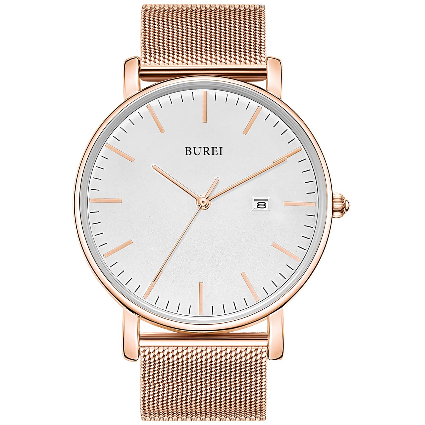 BUREI Ultra Dünne Uhren Herren Schwarze Analoges Datum Armbanduhr Herren mit Japanisches Quarzwerk, Geschenke für Männer