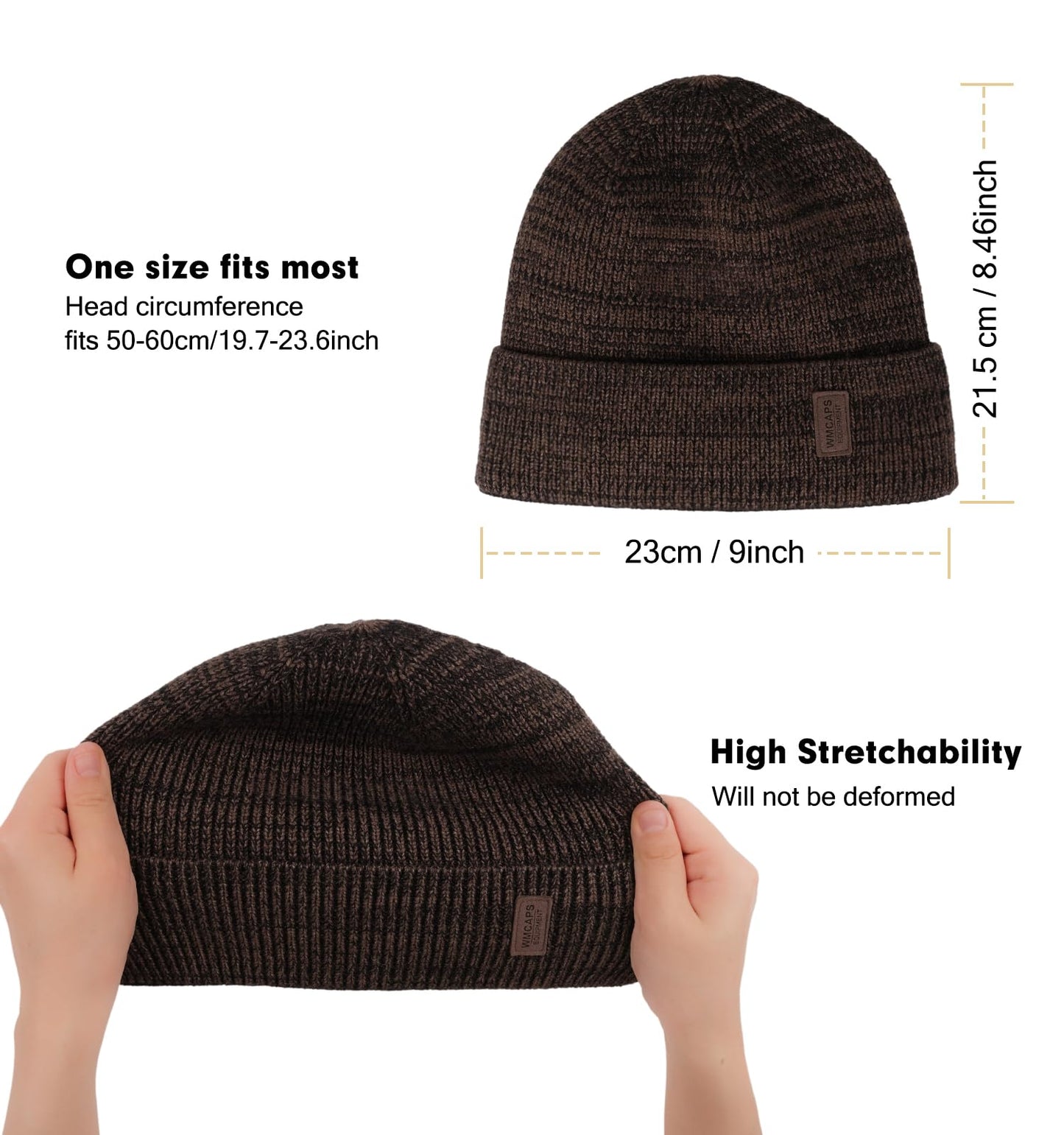 Wmcaps Beanie Mütze, Herren Winter Warme Unisex Wintermütze Strickmütze Dehnbare Weiche Wollmütze mit Bündchen und Dickem Warmem Futter Geschenk für Freundin männer Frauen