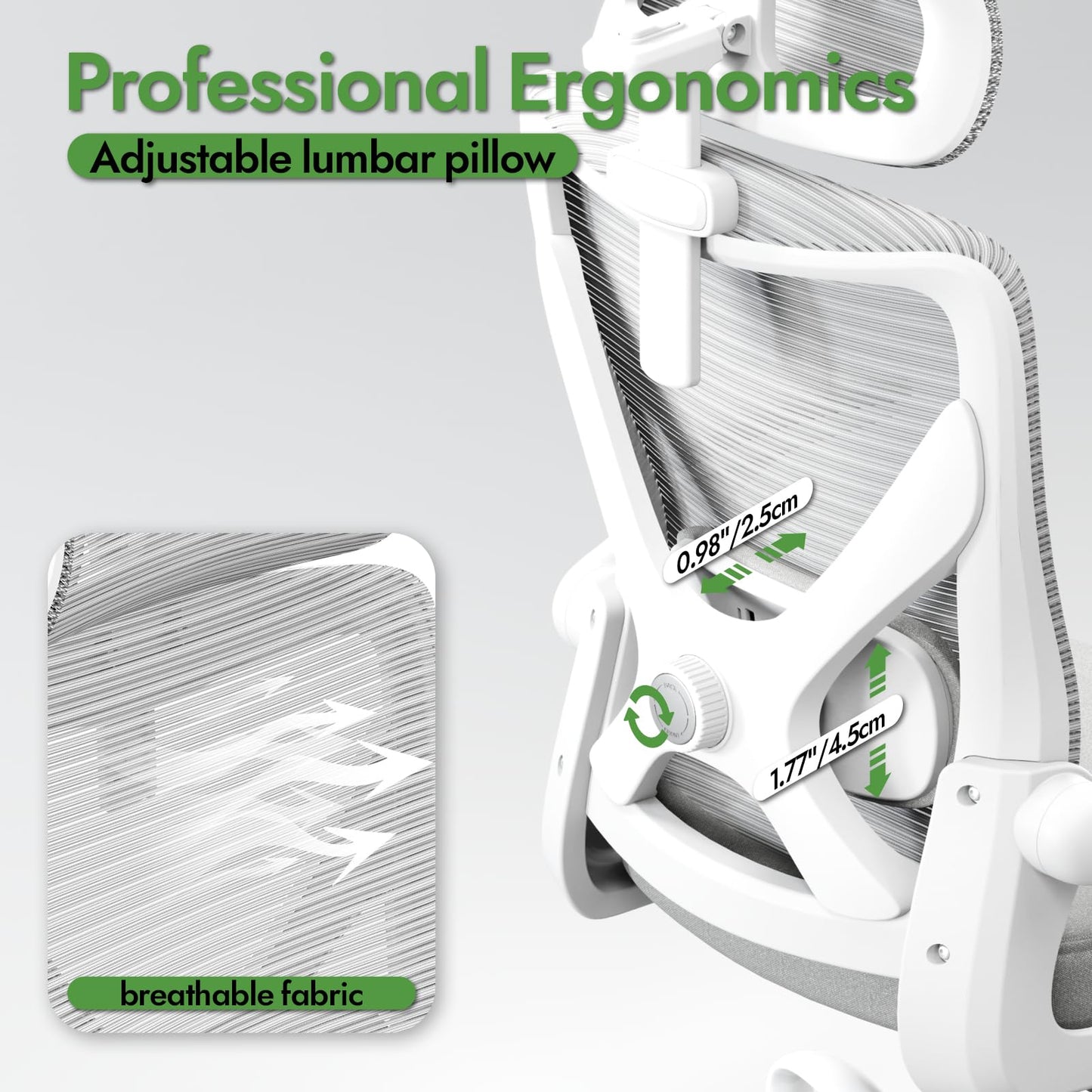 TRALT Ergonomischer Bürostuhl - X-förmiger bequemer Computer-Bürostuhl, Gaming-Stuhl, Bürostuhl mit Lendenwirbelstütze, Netz-Bürostuhl mit Kopfstütze (Grau-Silber)