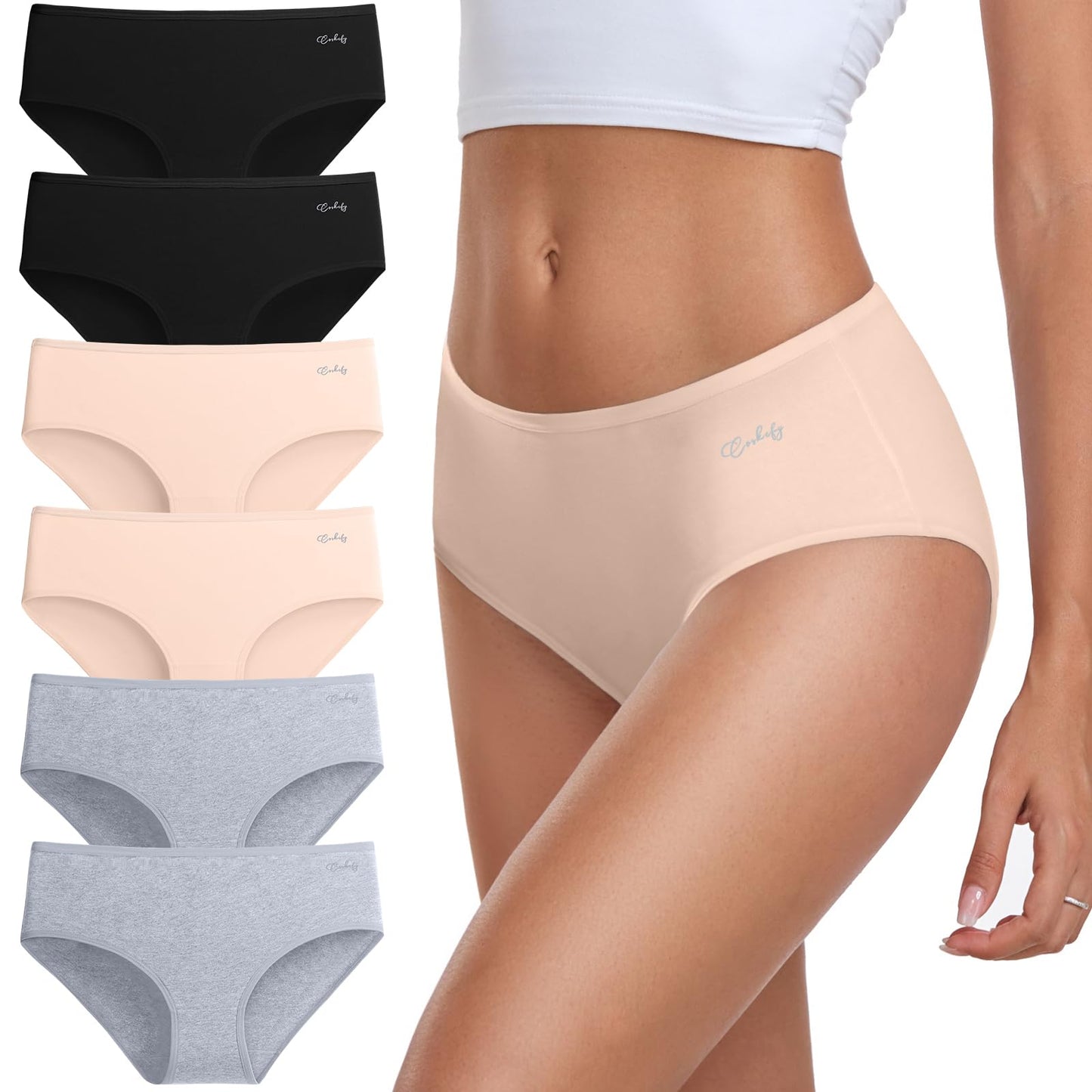 Coskefy Women’s Underpants 6-Pack Soft Cotton