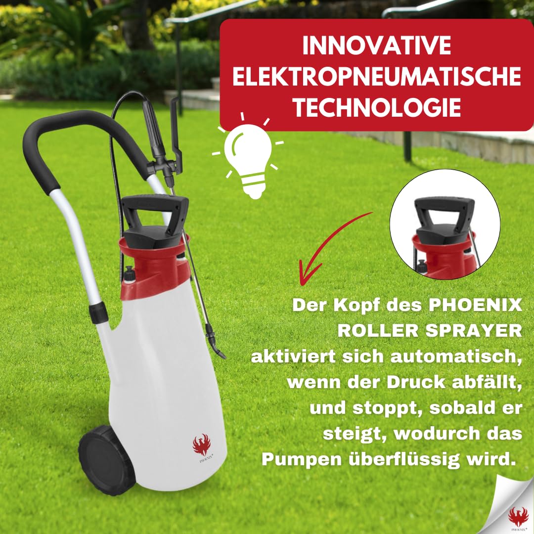 Phoenix - Drucksprüher Manueller Pumpsprühflasche mit Verstellbarer Lanze und Schultergurt - Perfekt für Gartenarbeit, Unkrautbekämpfung, Herbizid- und Insektizid-Anwendung