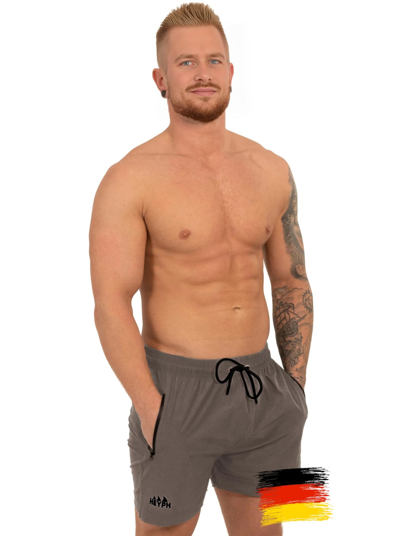 Men’s Designer Swim Shorts – Short Length with Zipper Pockets