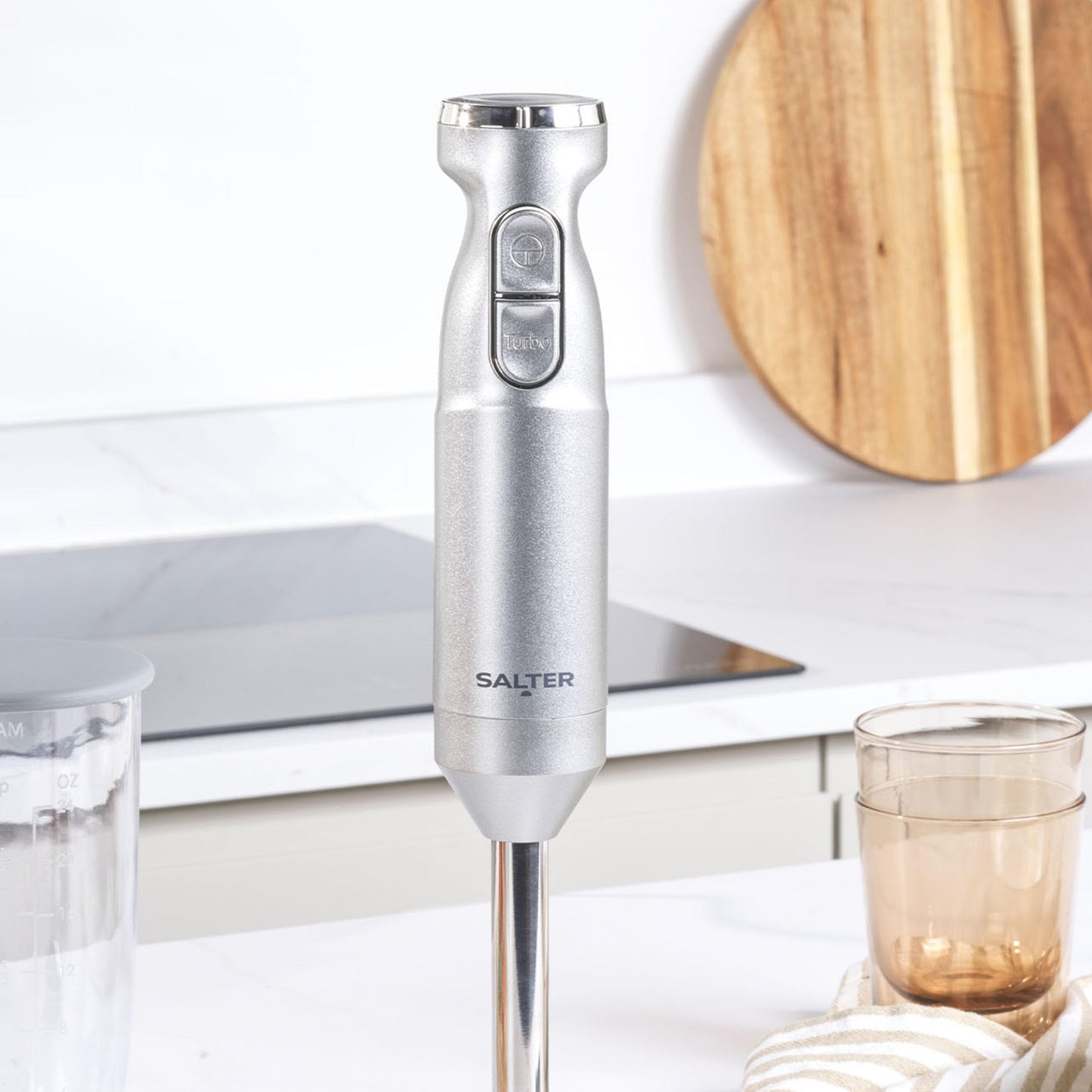 Salter Aspen NutriPro Mini Smoothie Maker, ideal für Protein Shakes, Säfte und Cocktails, Kompakter Mixer mit 1L Mixbehälter, 800ml BPA-frei To-Go Becher, 1000W Leistung, inkl. Aufbewahrungsdeckel