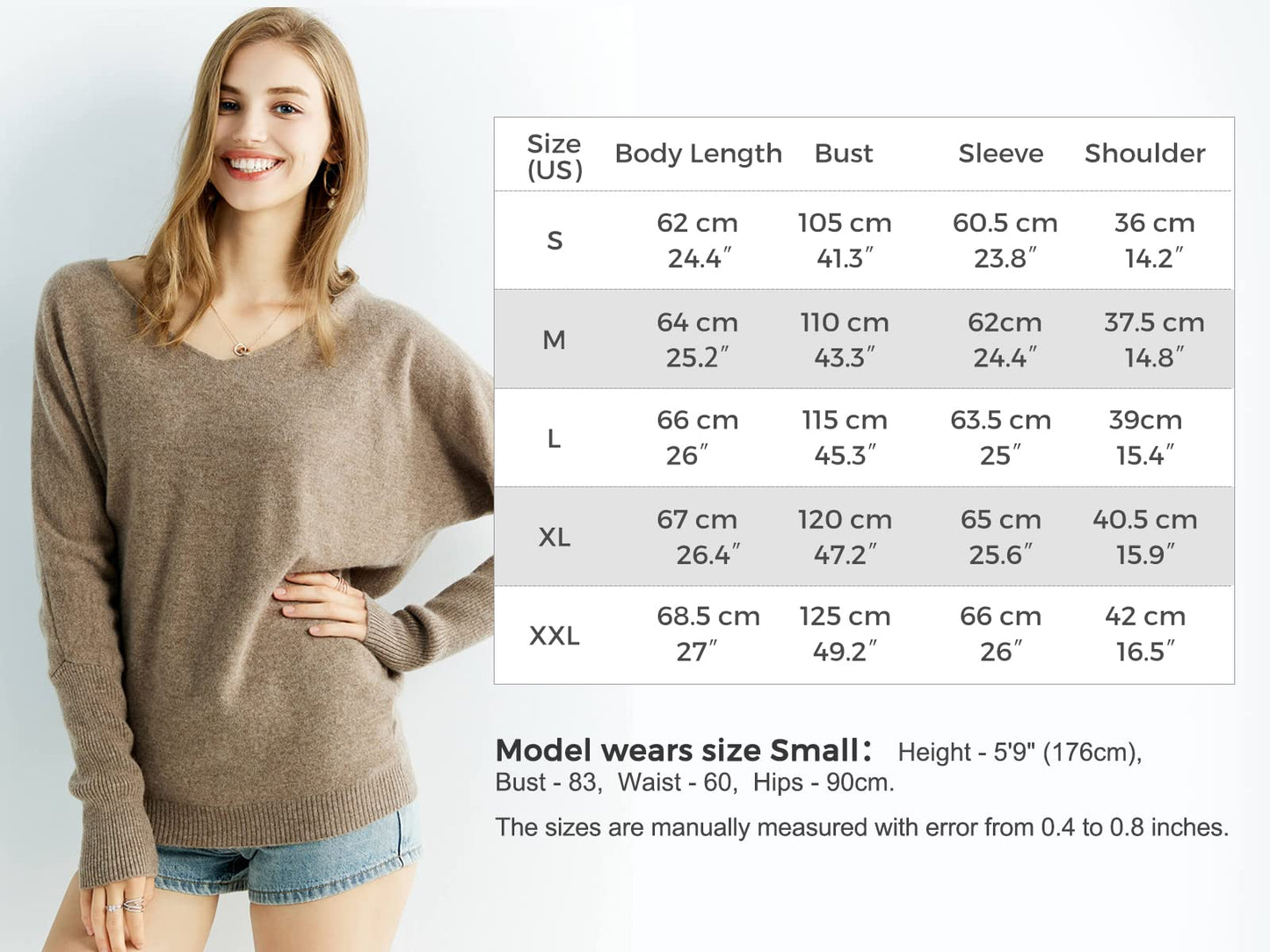 Chanyarn Women’s 100% Merino Wool Sweater – Soft V-Neck Oversized Pullover