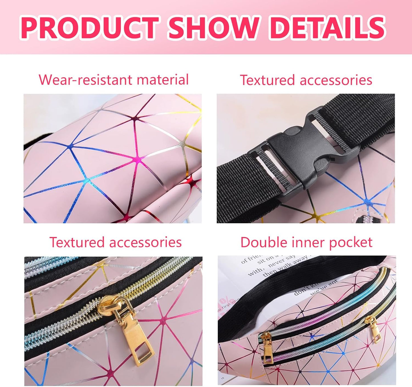 Thoquene Pink Waist Bag with Butterfly Pendant