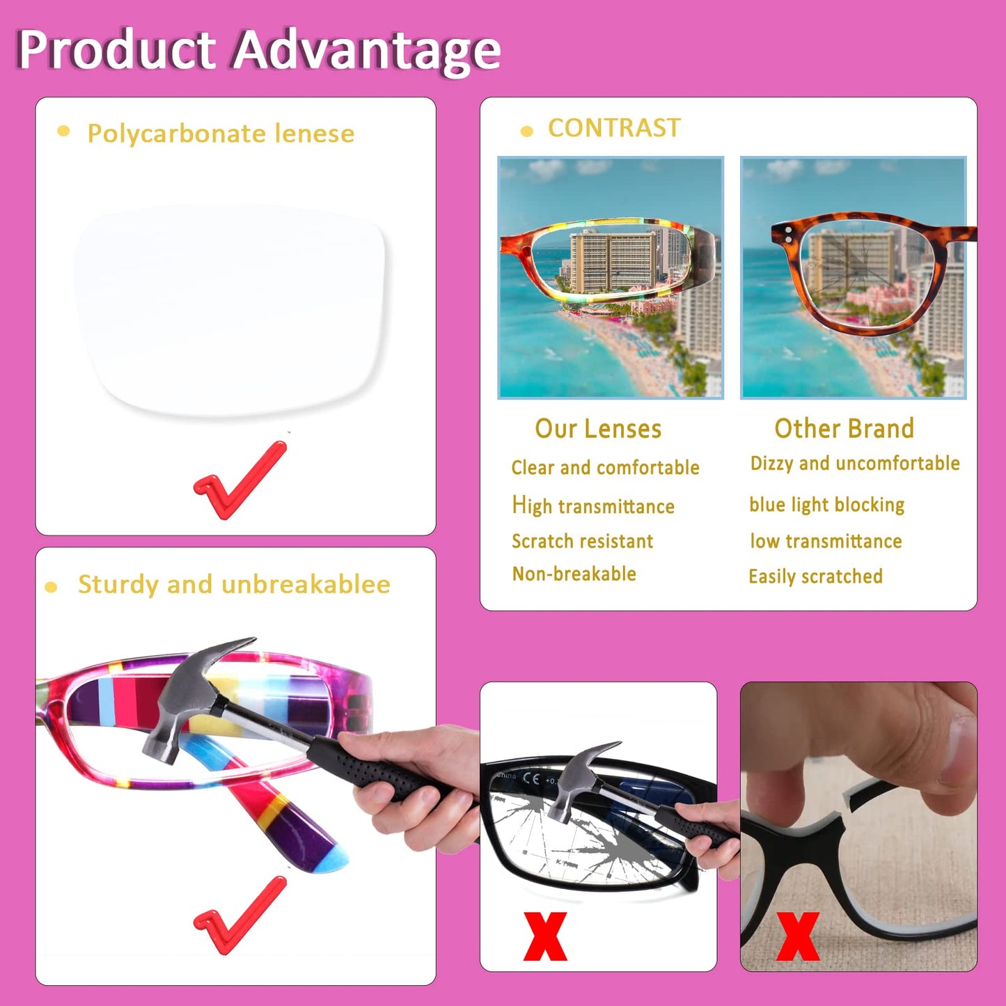 COJWIS 4 Pack Damen Lesebrille Mit Schönes Muster Brille Federscharnierleser für Frauen Reader (4 Farbe Mischen-2, 2.00, multiplier_x)