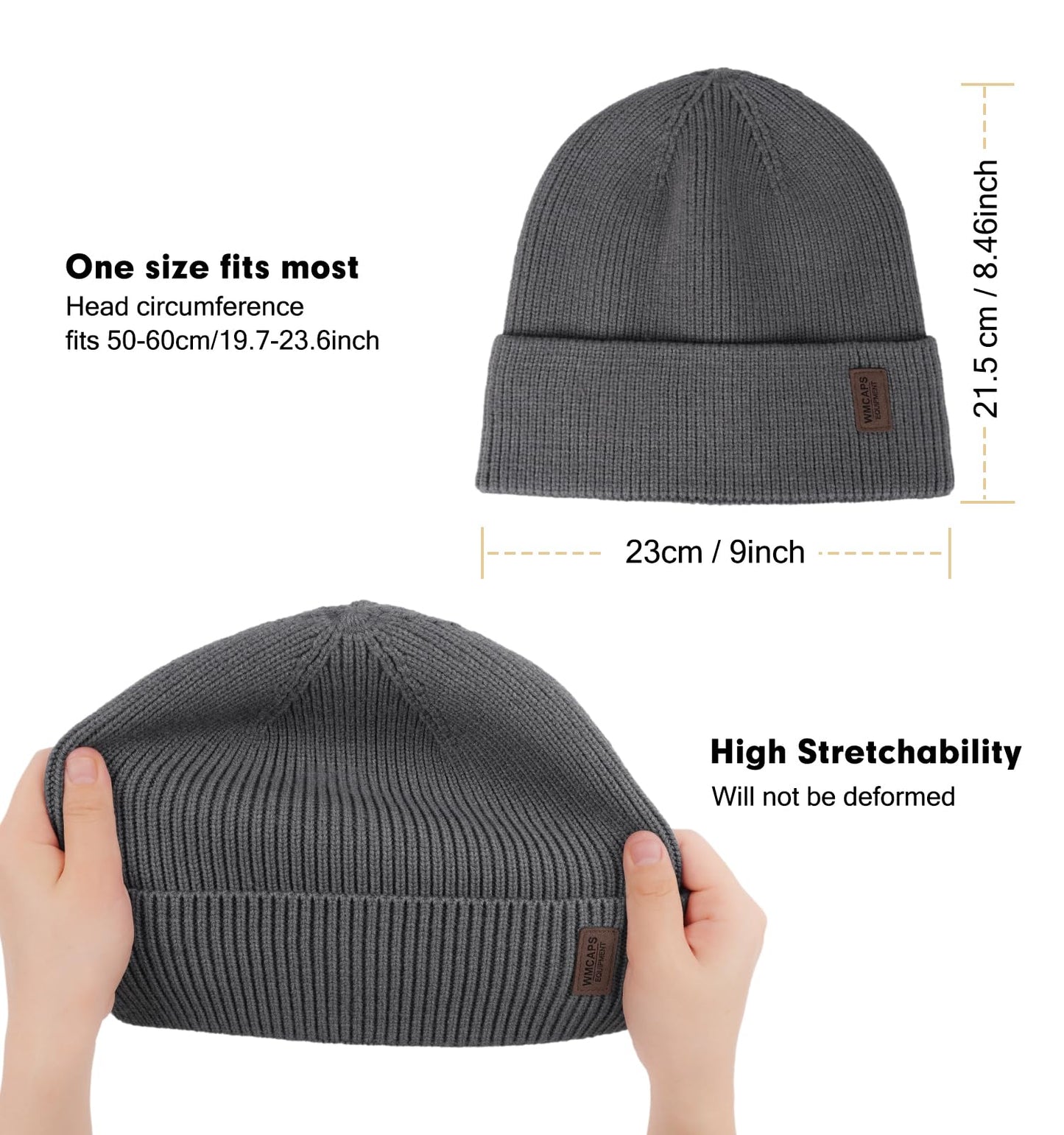 Wmcaps Beanie Mütze, Herren Winter Warme Unisex Wintermütze Strickmütze Dehnbare Weiche Wollmütze mit Bündchen und Dickem Warmem Futter Geschenk für Freundin männer Frauen