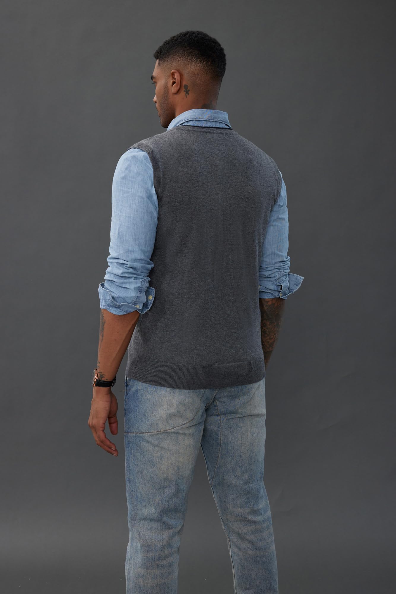 PJ PAUL JONES Men’s Sweater Vest – Wool Blend V-Neck Pullover