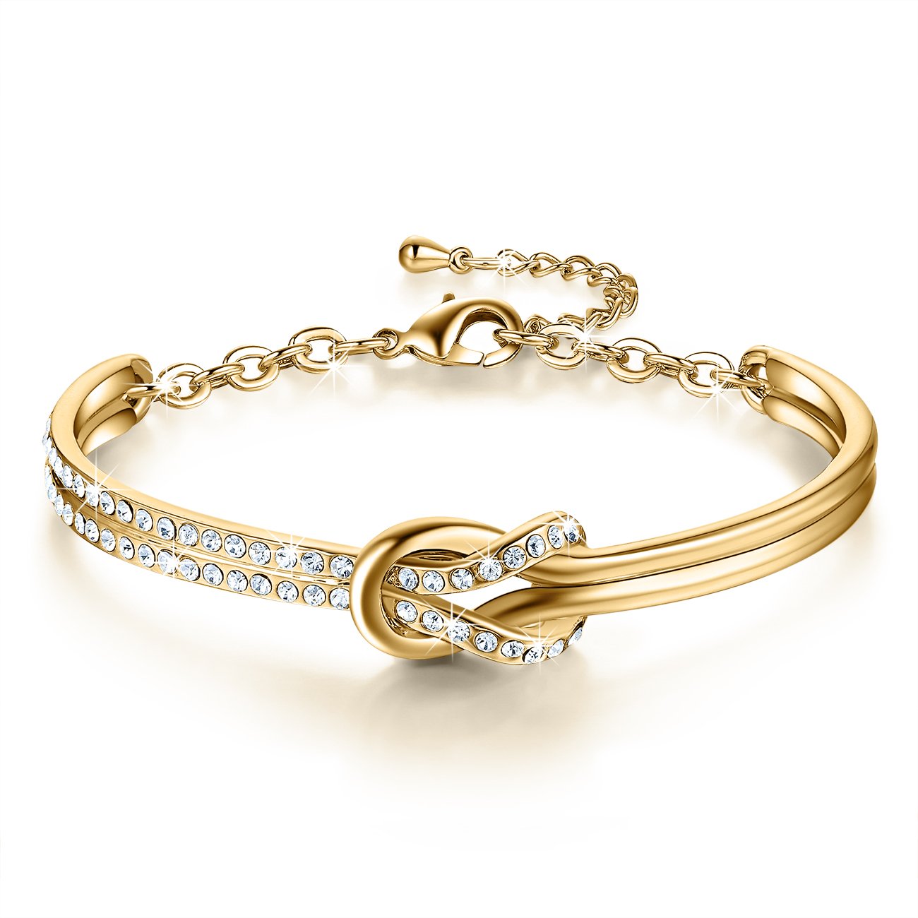 Women's Bracelet with Clear Swarovski Crystals, Gold-Plated, 7 Inches