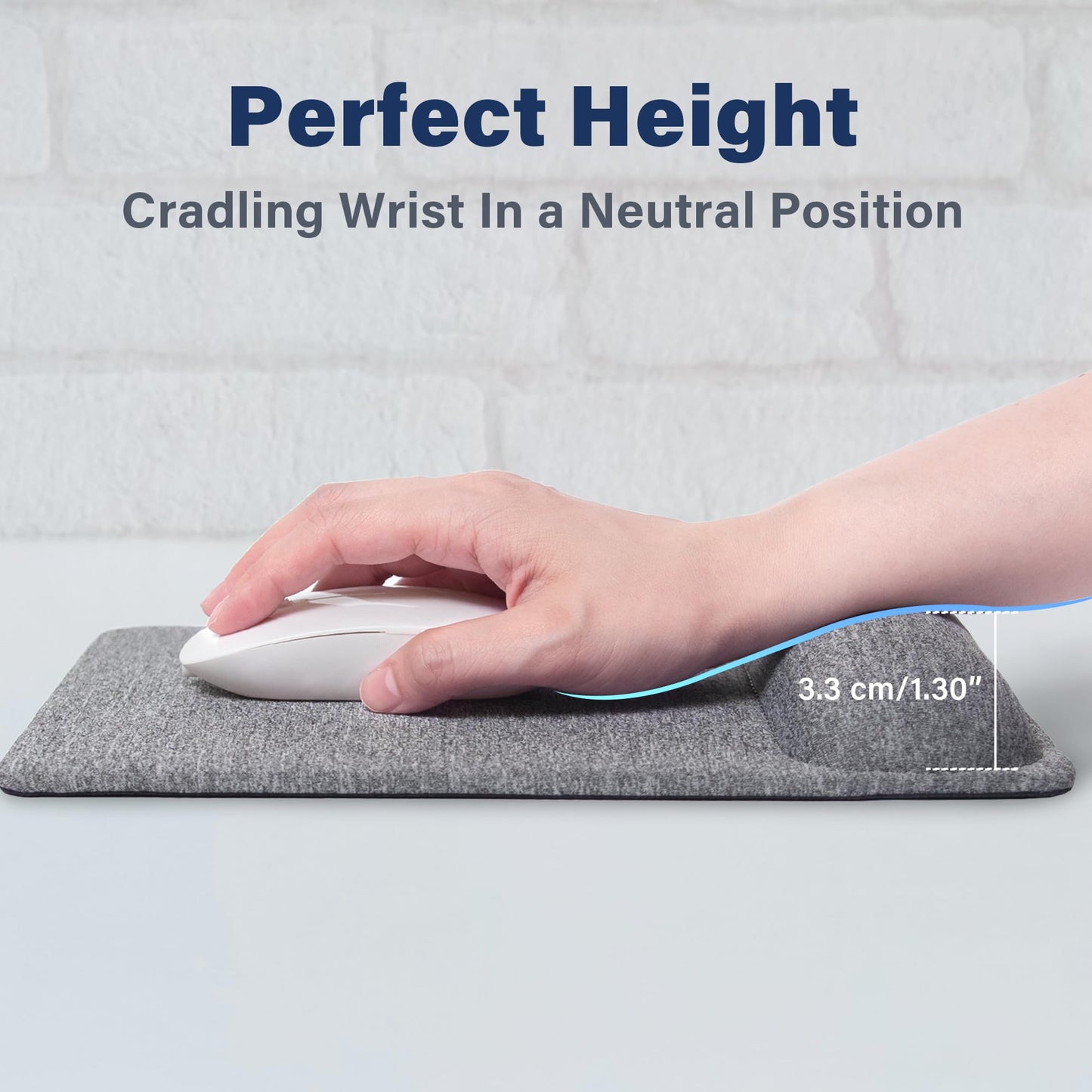 SenseAGE Mauspad mit Handauflage | Mousepad mit Kissen für Alle Maus | ergonomisch Mausunterlage gegen Handgelenkschmerzen für Büro/Homeoffice | Grau (225 x 155 mm)