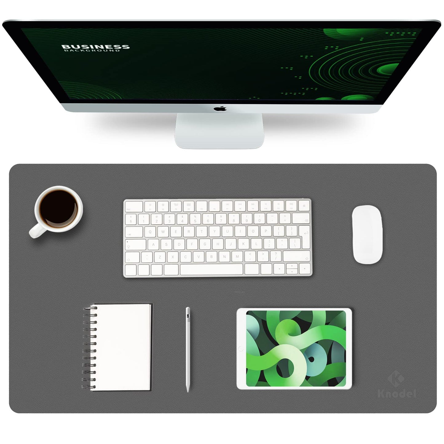 K KNODEL Tischunterlage, Schreibtischunterlage, 80 x 40cm PVC Tischunterlage, Laptop Tischunterlage, wasserdichte Schreibunterlage für Büro- oder Heimbereich, doppelseitig (Schwarz/Schwarz)