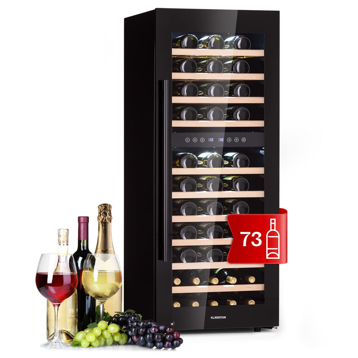 Klarstein built-in wine refrigerator, 2 zone drinks refrigerator small, small wine cabinet 306L, small wine refrigerator with glass door, indoor/outdoor bottle refrigerator, wine fridge 116 bottles