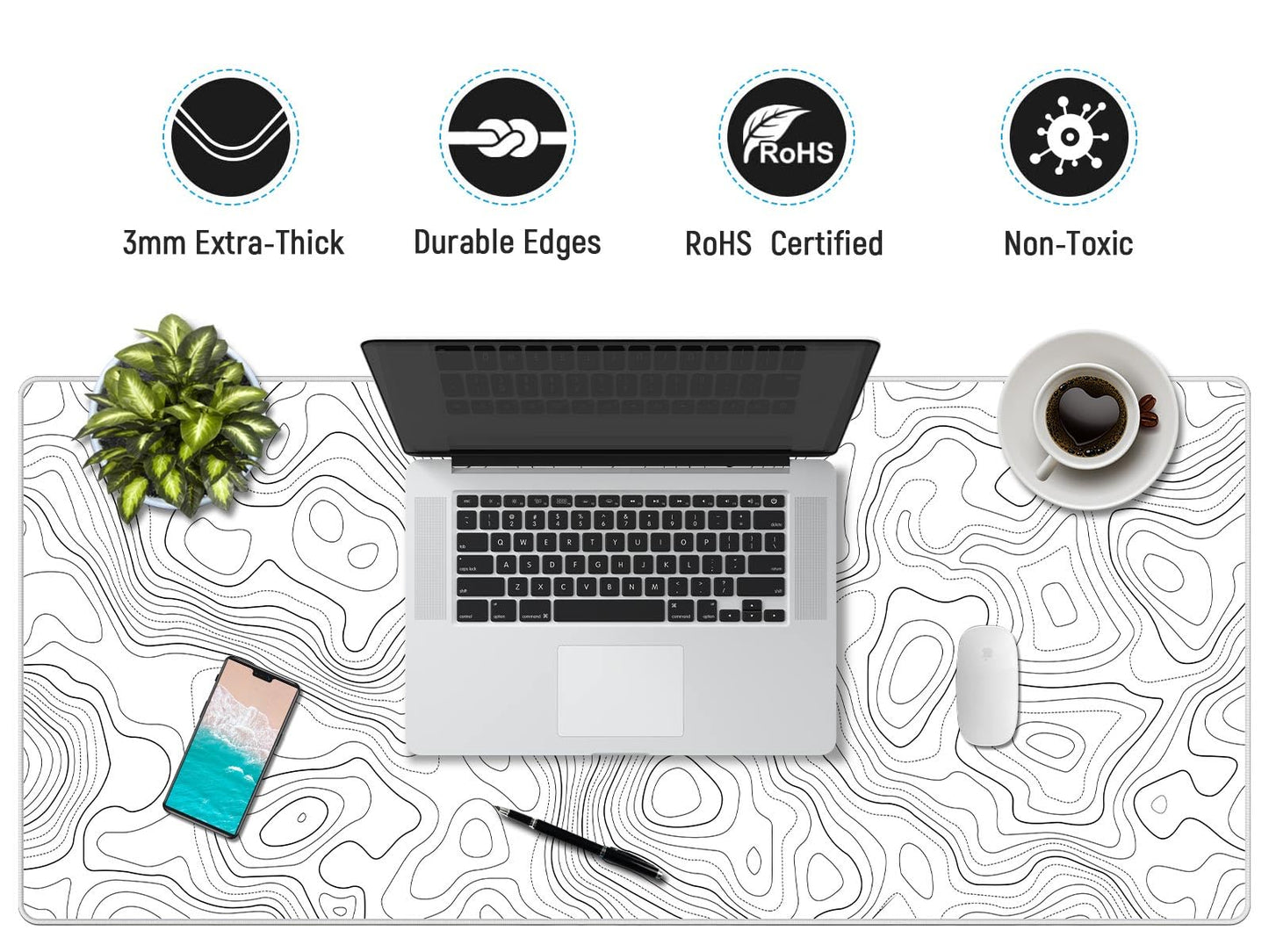 JIALONG Großes Mauspad mit Excel Tastaturkürzeln für Office, multifunktional, komfortabel Gaming Mousepad, Anti Rutsch Schreibtischunterlage für Büro und Zuhause 900x400mm