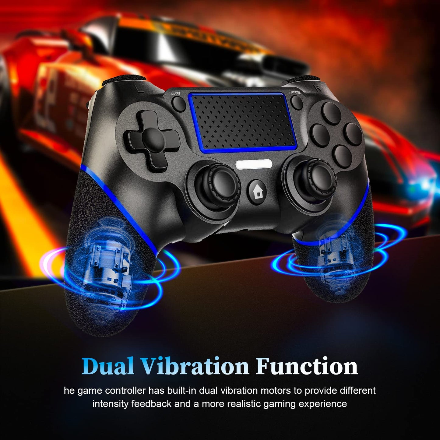 Shiptree Wireless Controller für PS-4, Game Controller Kompatibel mit PS-4/Slim/Pro/PC, mit Dual Vibration/6-Achsen Gyro Sensor/Hochpräzises Touchpanel/Audio Jack, 360°-Joystick Präzise Kontrolle -Rot