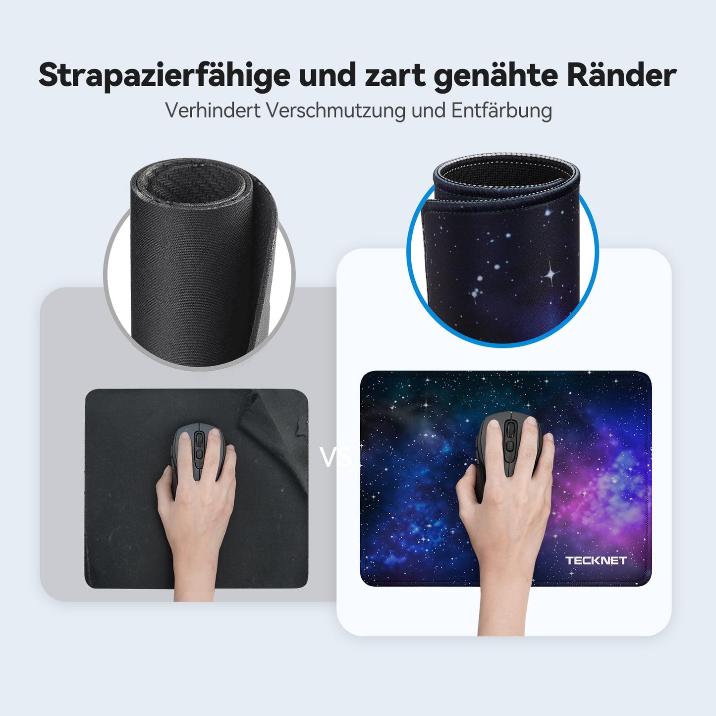 TECKNET Mauspad, 280 x 210 mm Gaming Mousepad mit Wasserdicht und Rutschfester Gummi für PC-Büro, Arbeit, Gaming, Studium, Laptop, Computer, Zuhause-Schwarz
