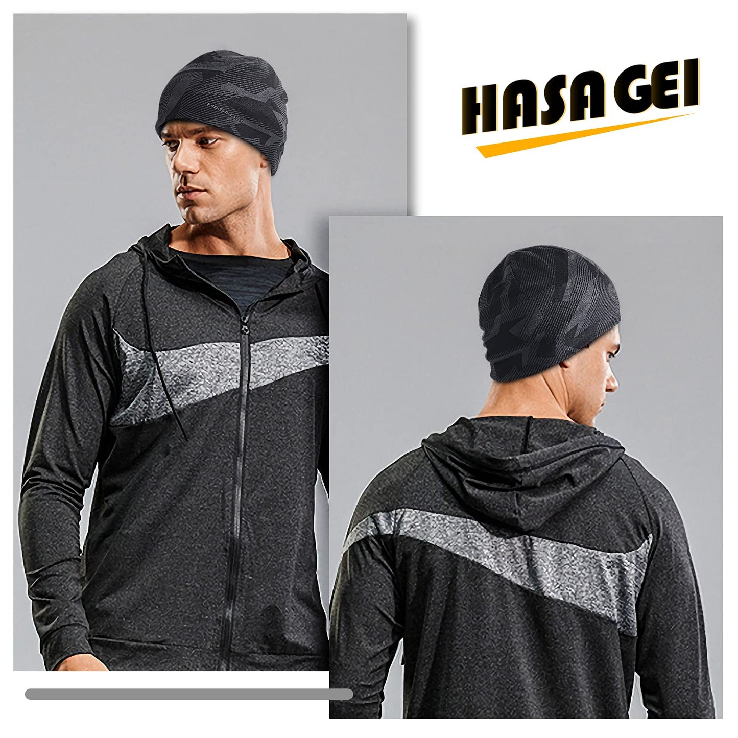 HASAGEI Laufmütze Herren Damen Fahrradmütze unter Helm Mütze Beanie Kalten Jahreszeit Warm Sportmütze Antistatisch Bedruckter Hut für Freizeitaktivitäten Joggen Reisen Ski Bergsteigen Radfahren