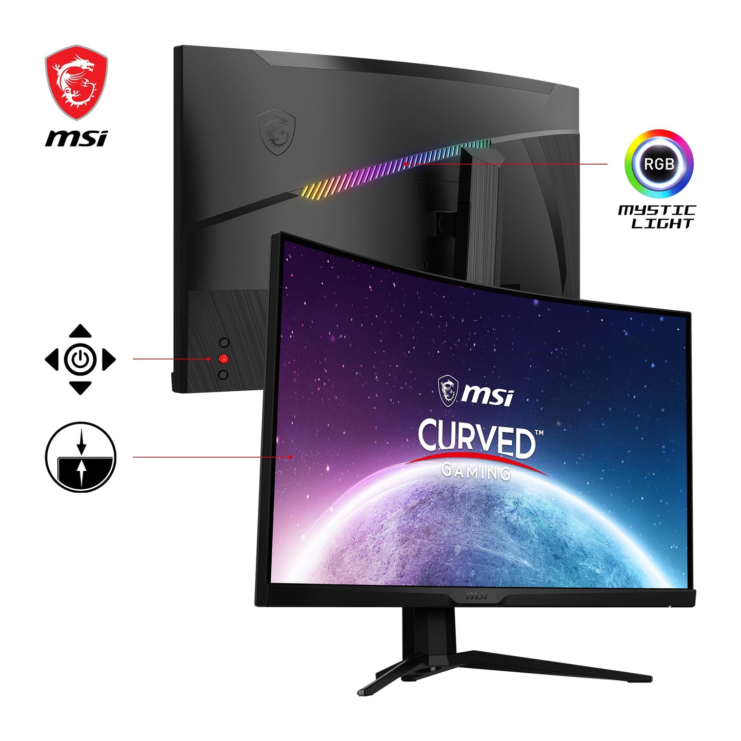 MSI G2422C 23,6 Zoll FHD Curved Gaming Monitor - 1500R 1920 x 1080 VA Panel, 180Hz / 1ms, Adaptive Sync - DP 1.2a, HDMI 2.0b CEC