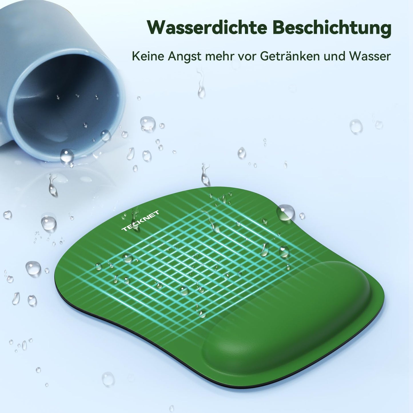TECKNET Mauspad mit Gelkissen, Memory Foam Mousepad Ergonomisches Wasserdicht Komfort Mausmatte mit Handgelenkpolster Handauflage für Alle Maus Offfice Heim Computer Laptop