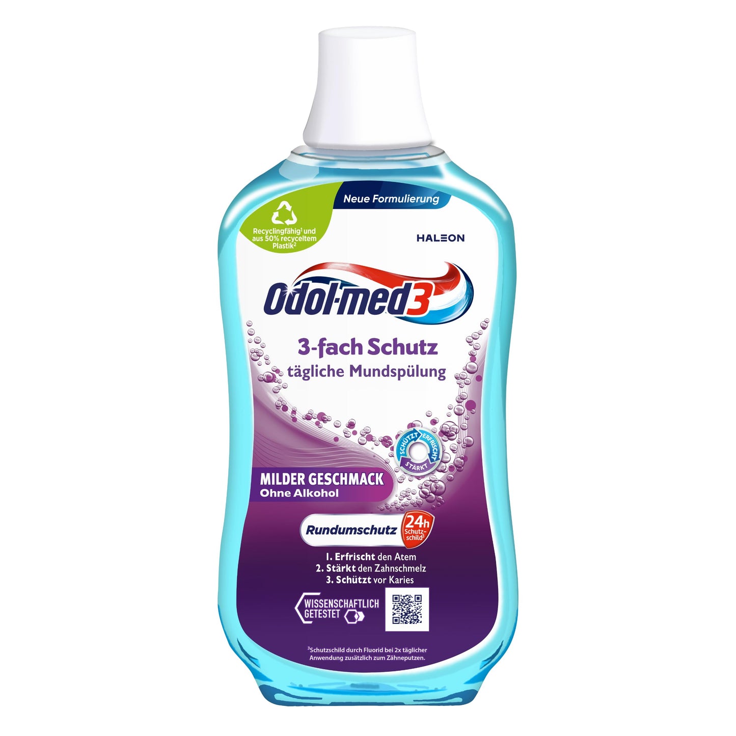 Odol-med3 Mundspülung 3-Fach Schutz, alkoholfreie Mundspülung, 500 ml