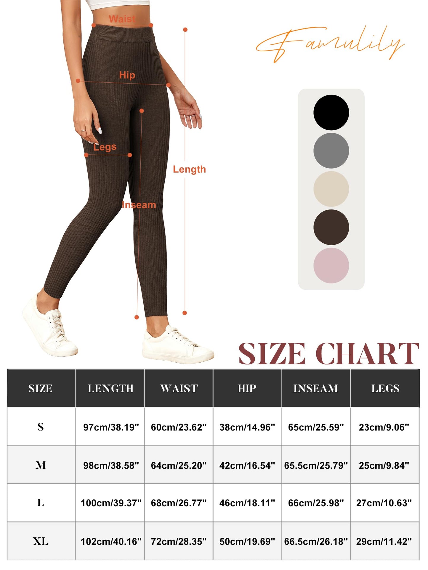 Famulily High-Waisted Ribbed Knit Leggings for Women