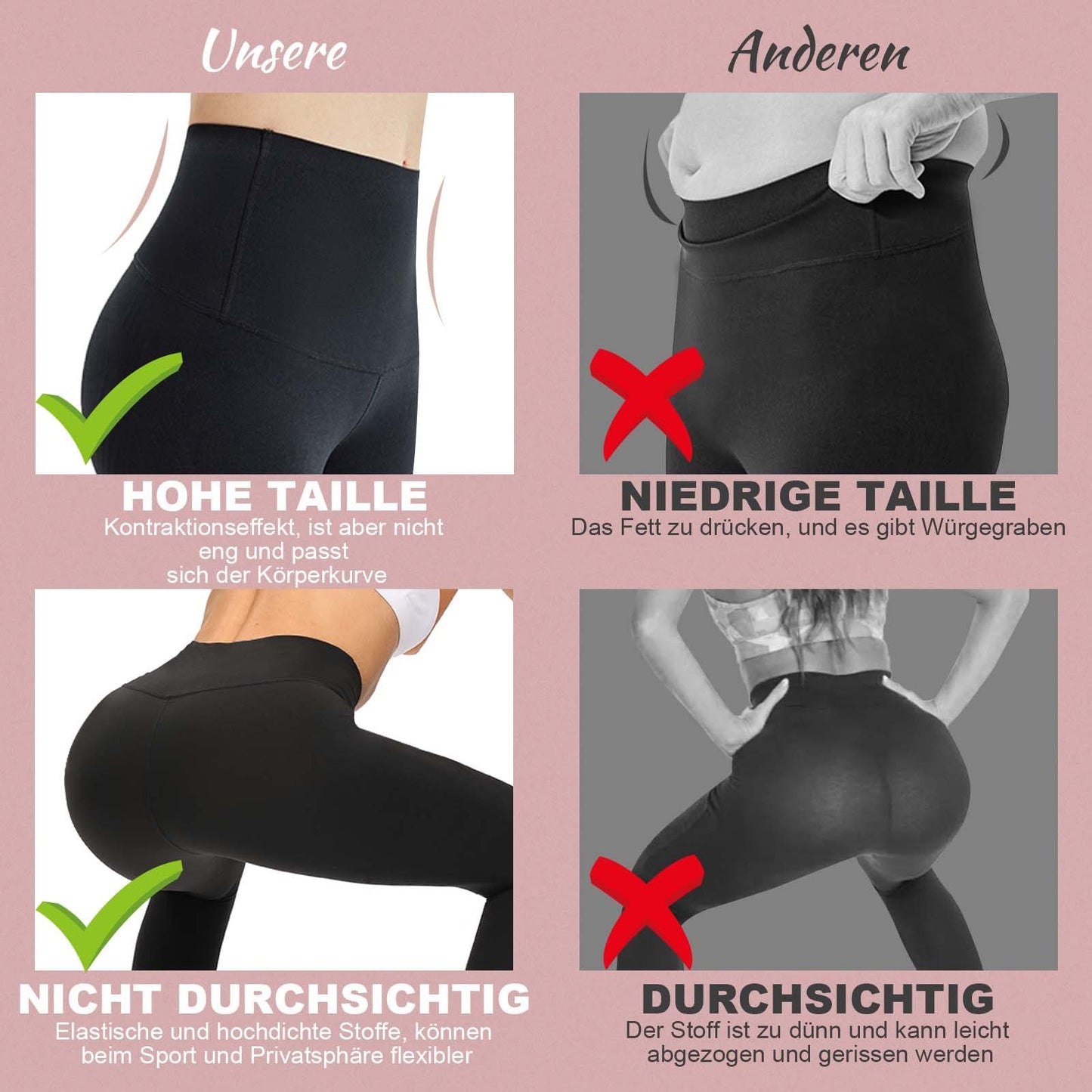 CAMPSNAIL Women’s 4-Pack High Waist Leggings