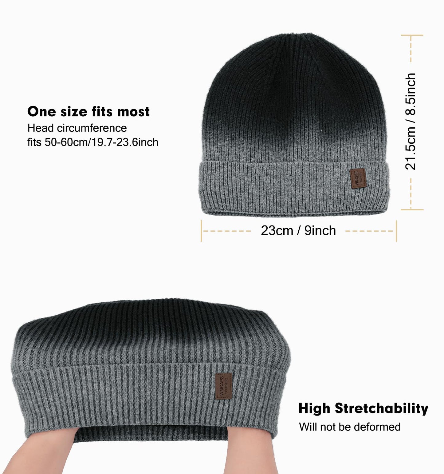 Wmcaps Beanie Mütze, Herren Winter Warme Unisex Wintermütze Strickmütze Dehnbare Weiche Wollmütze mit Bündchen und Dickem Warmem Futter Geschenk für Freundin männer Frauen