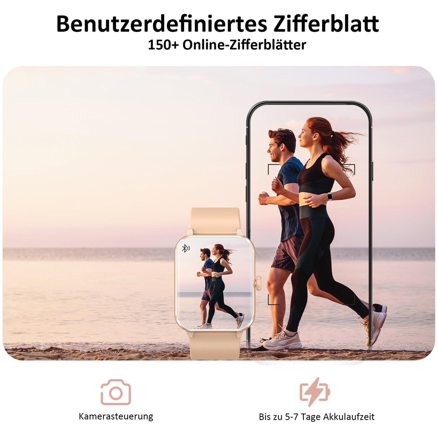 Blackview Smartwatch Herren Damen mit Telefonfunktion(Anrufe tätigen/empfangen)/Message Reminder, Sportuhr mit 100+Sportmodi, Fitnessuhr,Puls-Schlaf-Monitor, Schrittzähler, Smart Watch für Android iOS