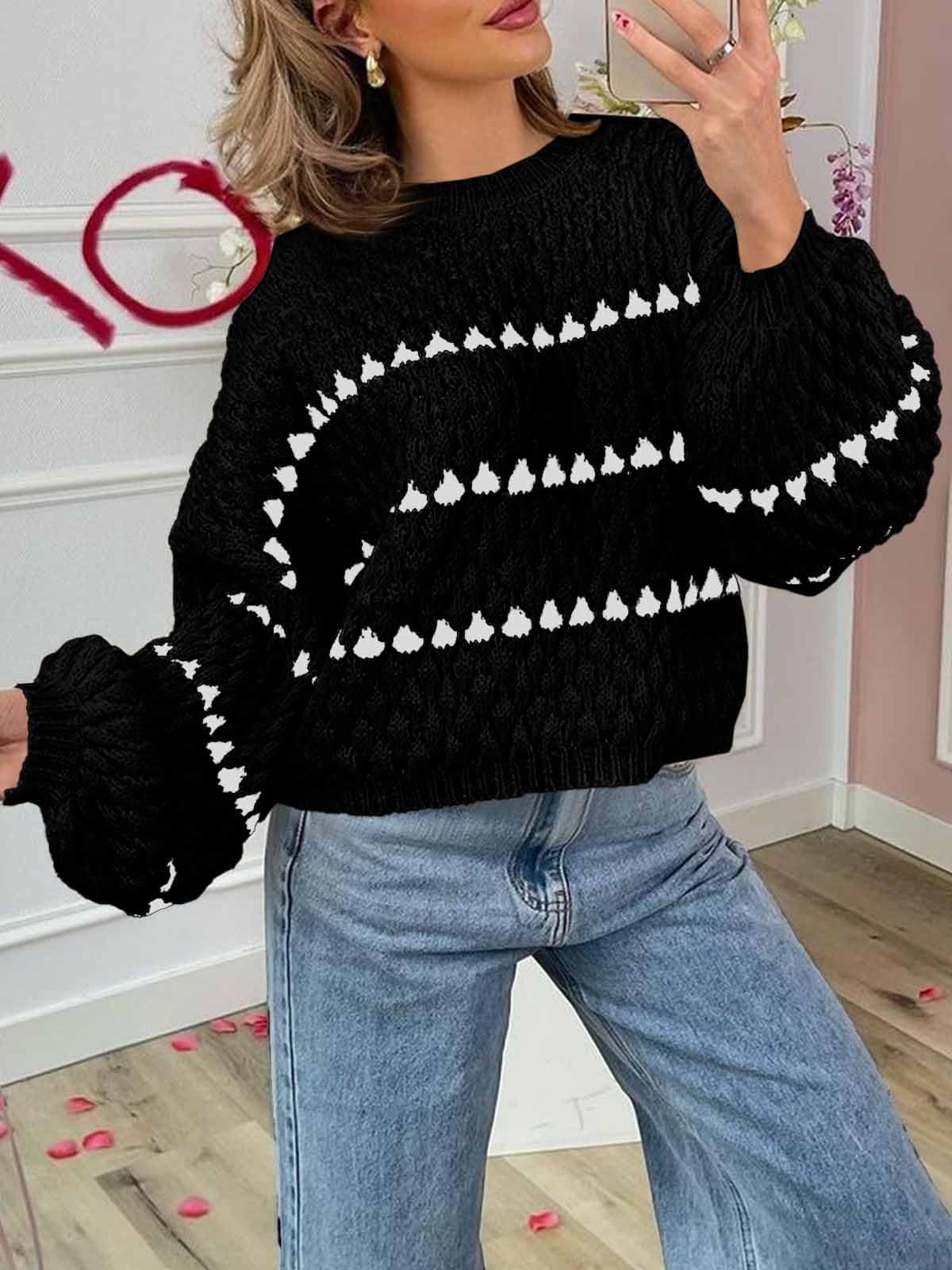 Saodimallsu Women’s Oversized Striped Knit Sweater