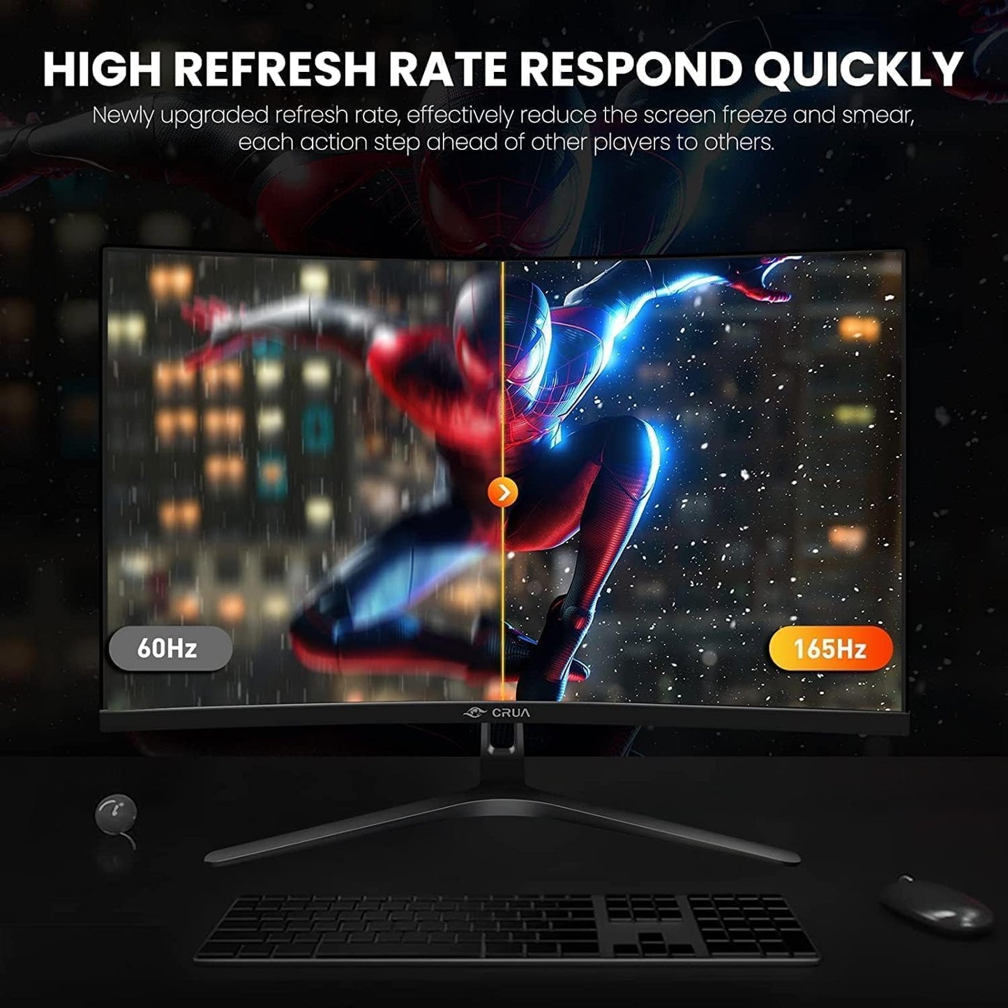 CRUA 27 Inch 200Hz Curved Gaming Monitor, FHD 1080P 1800R PC Monitor, 1ms GTG with FreeSync, Low Motion Blur, Eye Protection, VESA, DisplayPort, HDMI, Black
