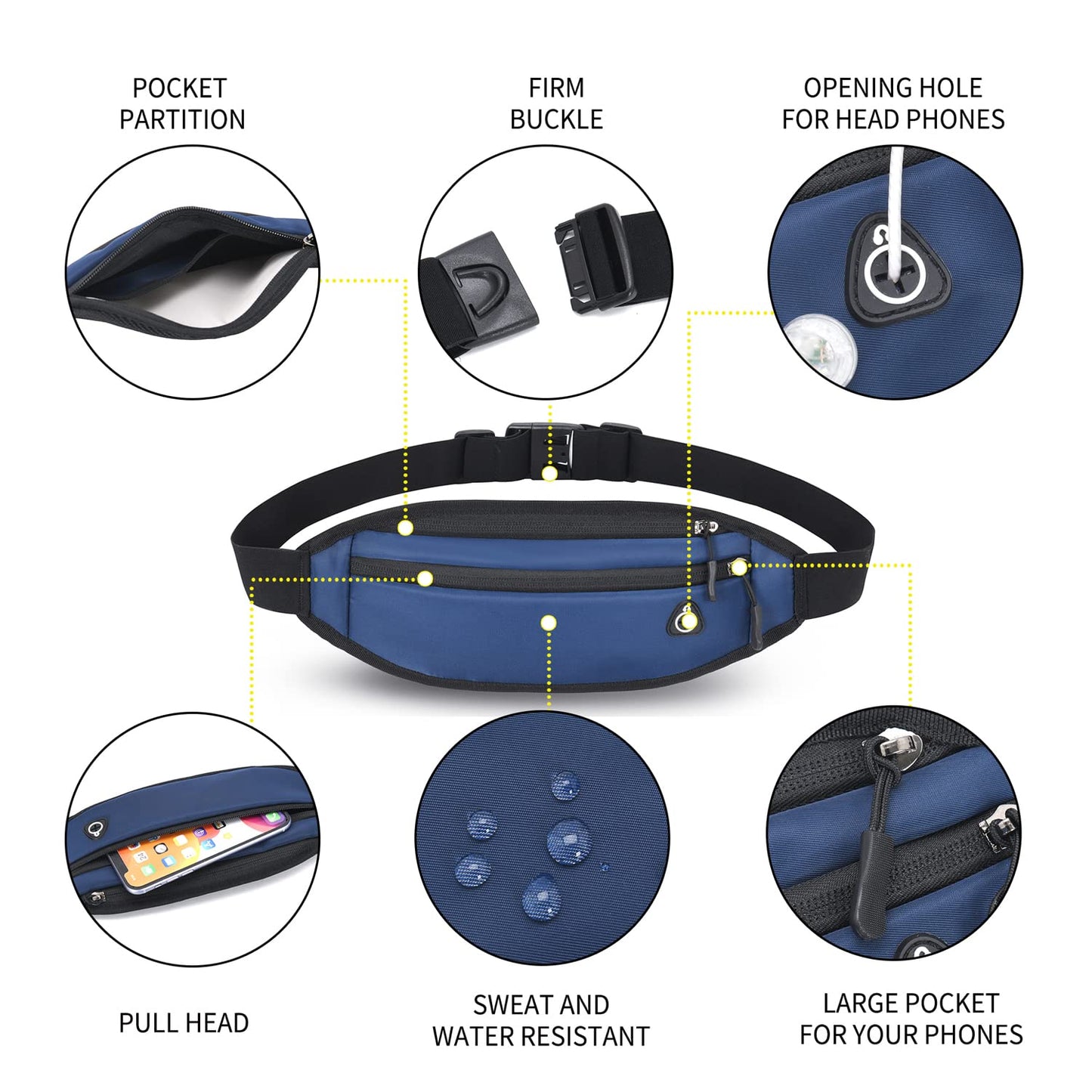 QKUDS Running Belt Waist Pack – Waterproof Fanny Pack