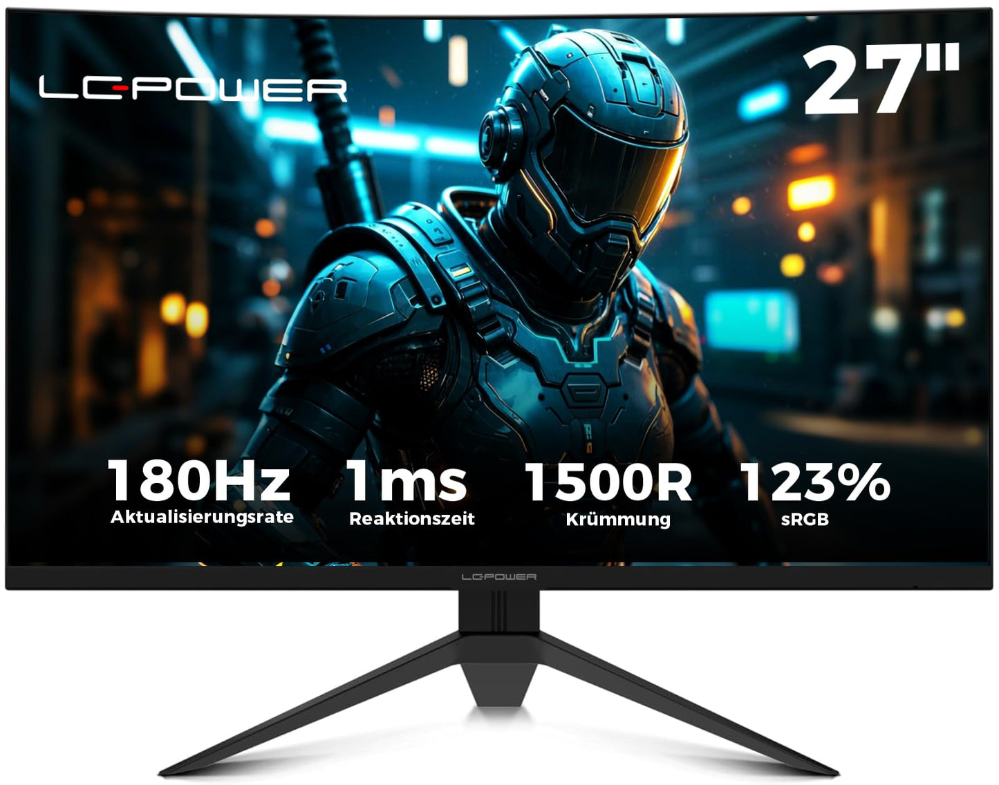 LC-POWER LC-M24-FHD-165-C-V2 24 Zoll Curved Gaming Monitor, FHD 1920x1080 Pixel, 1ms, 165Hz, AMD FreeSync, G Sync kompatibel, HDMI, Display Port, VESA