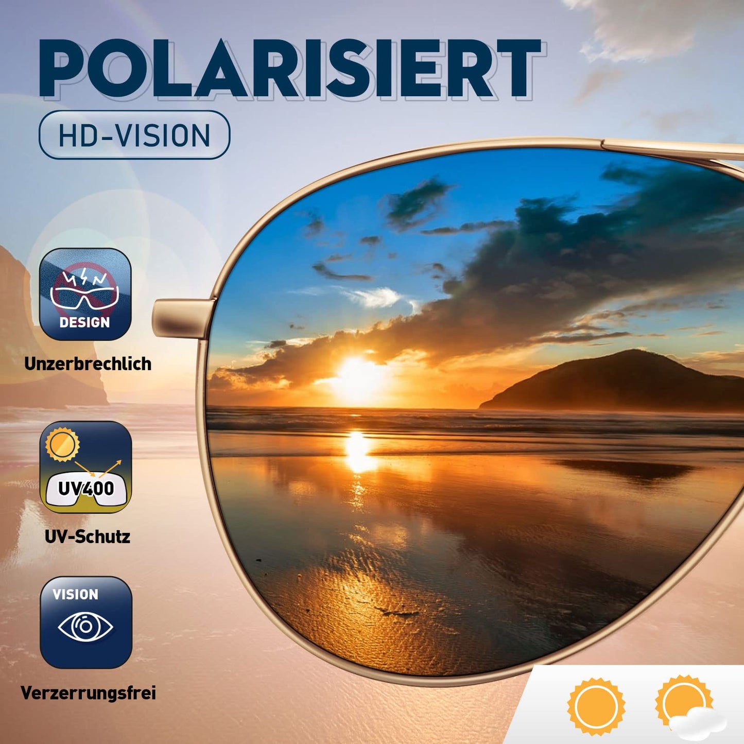 wearPro Sonnenbrille-Herren-Damen-Polarisiert Premium Metallrahmen Sonnenbrillen Unisex mit UV400 Schutz Vintage Schwarz Fahrerbrille